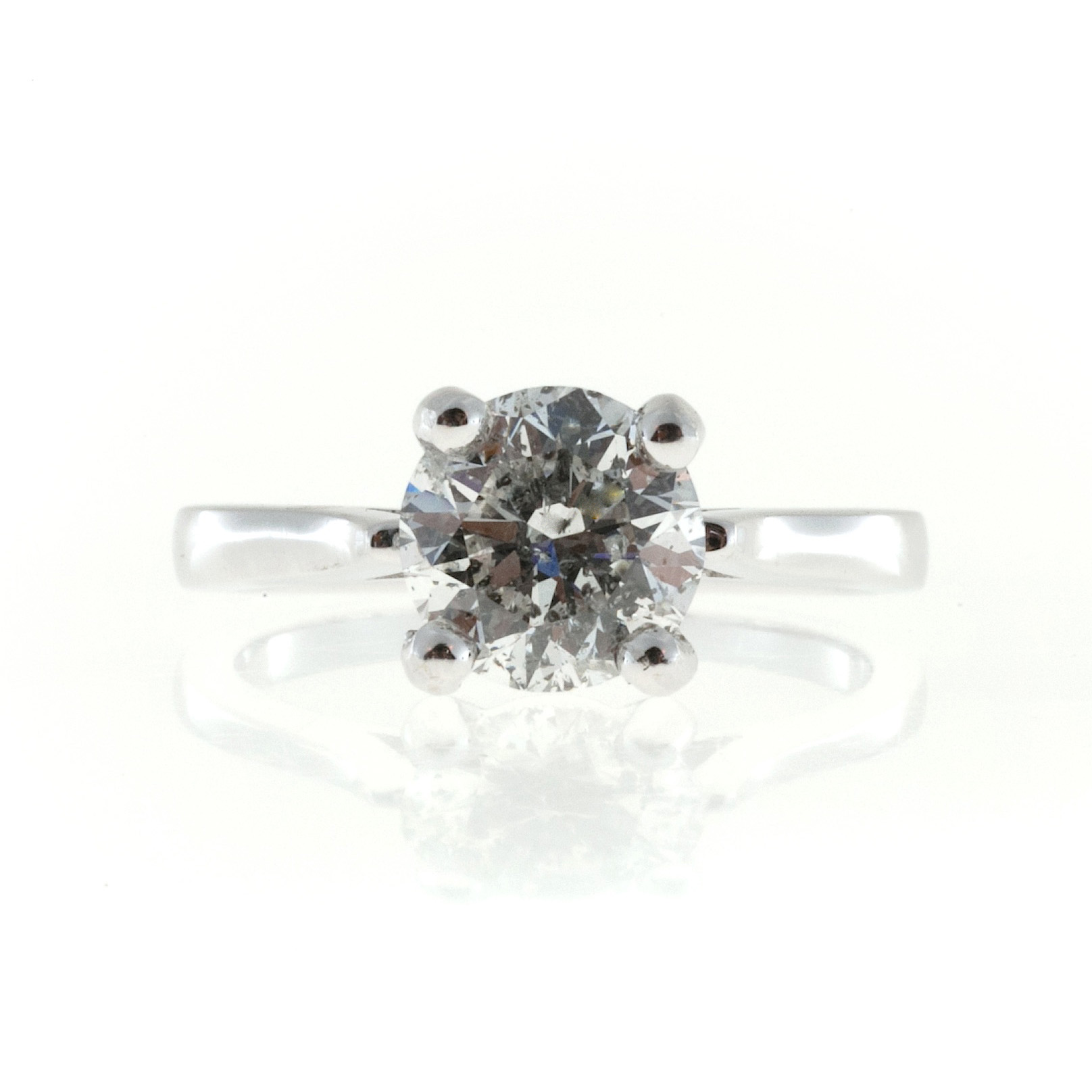Vintage 14K White Gold 1.91ct Round Diamond Ring Size 6.5
