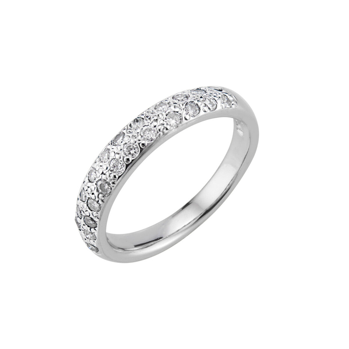 Vintage Designer CWI .33 Ct 14K White Gold Pave Round Full Cut Diamond Band Ring