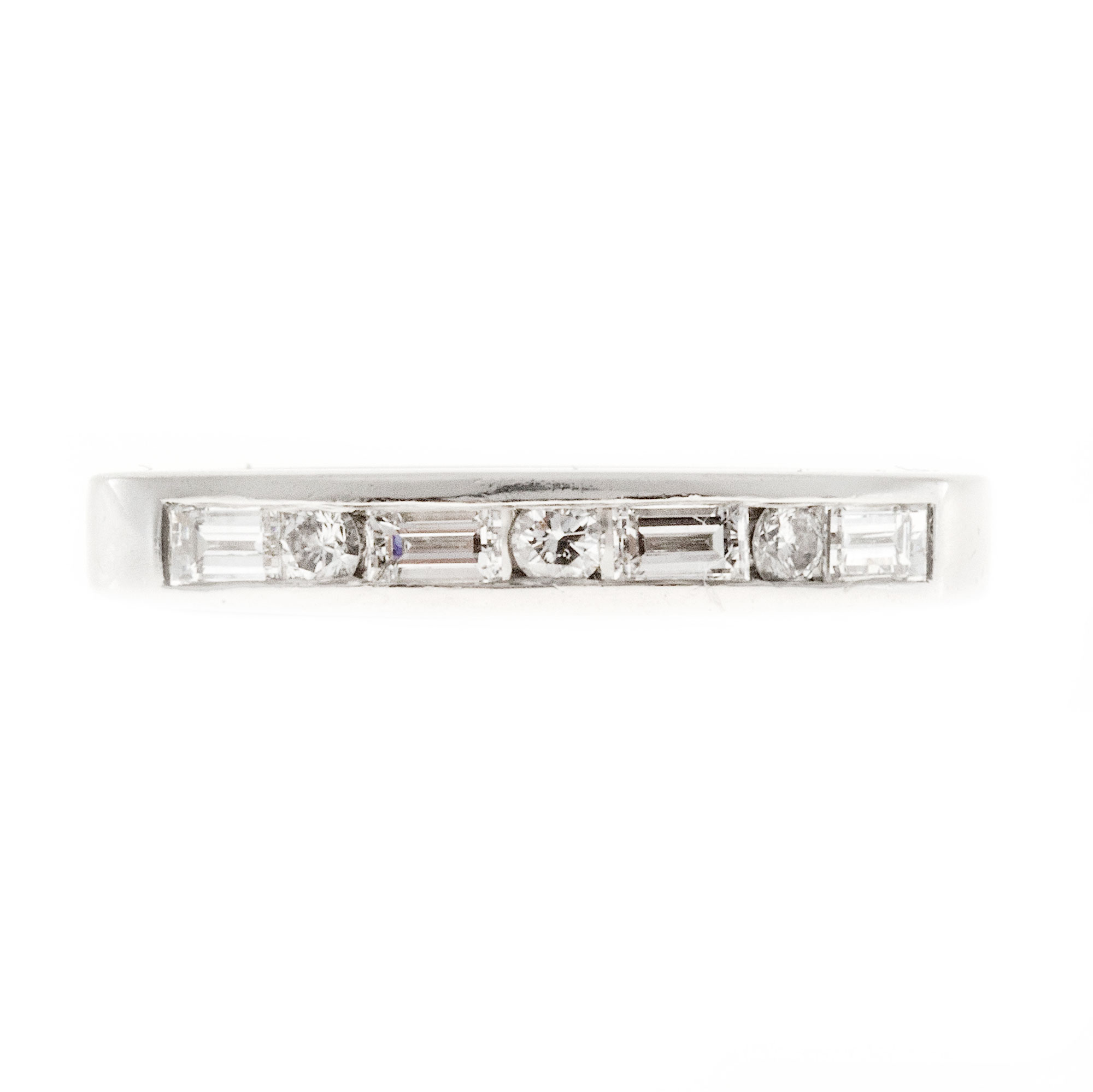 Platinum 0.40ct Baguette  0.09ct Diamond Band Ring Size 6.75