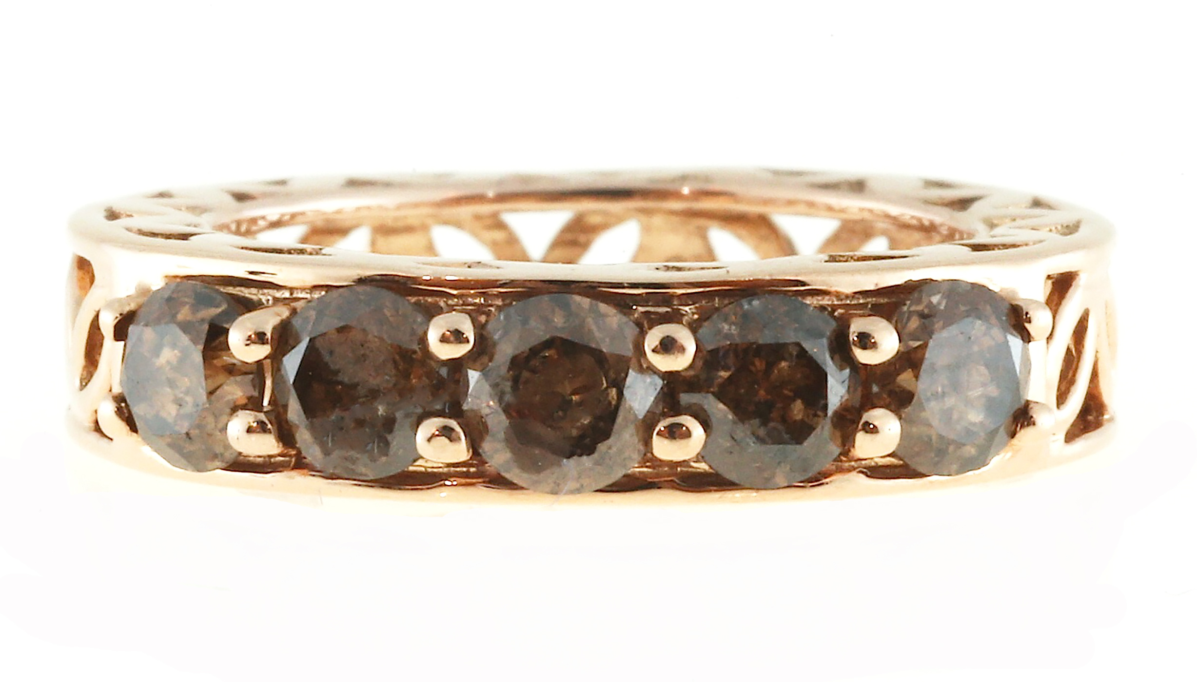 14K Rose Gold and 1.00ctw Brown Diamond Vintage Ring Size 6
