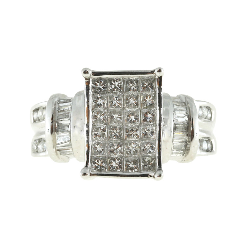 Vintage 14K White Gold with 0.77ct Diamond Ring Size 6.5