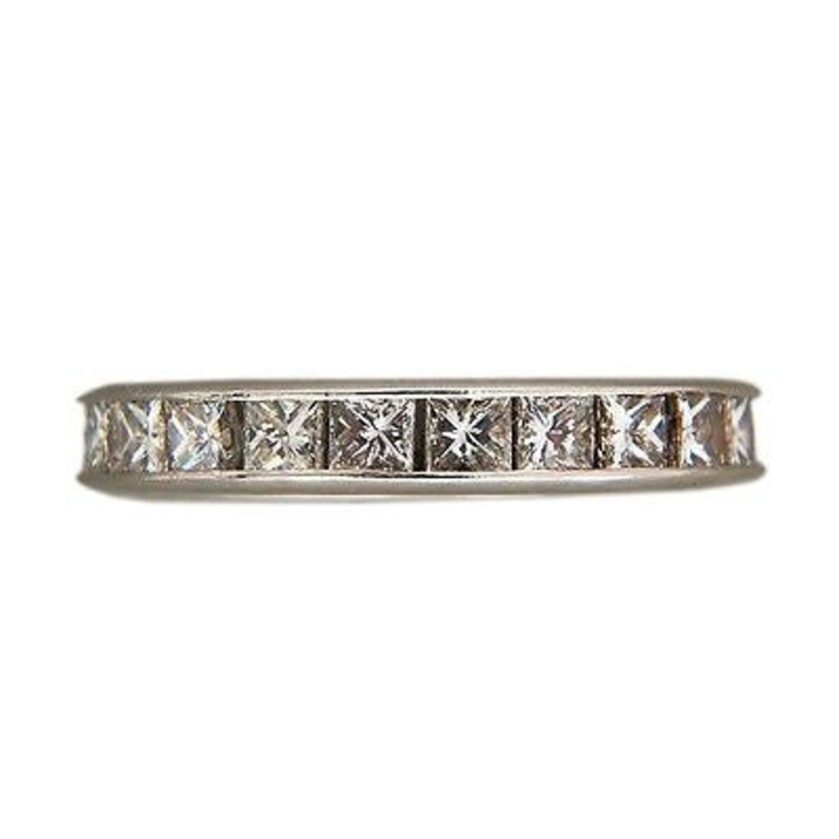 Vintage Estate 24 Diamond 2.25 Ct Platinum Princess Cut Diamond Ring