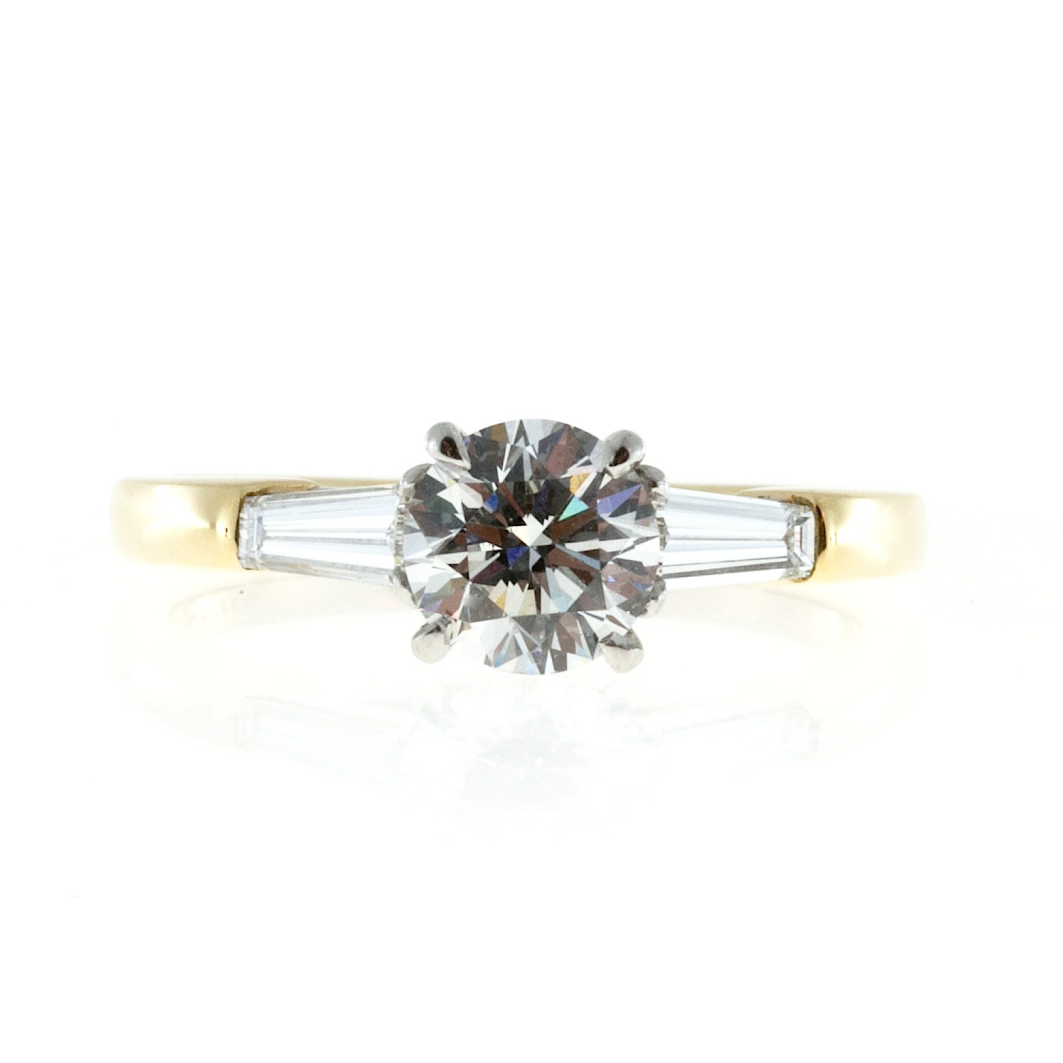 18K Yellow Gold  Platinum 1.24ct Diamond Ring Size 7 