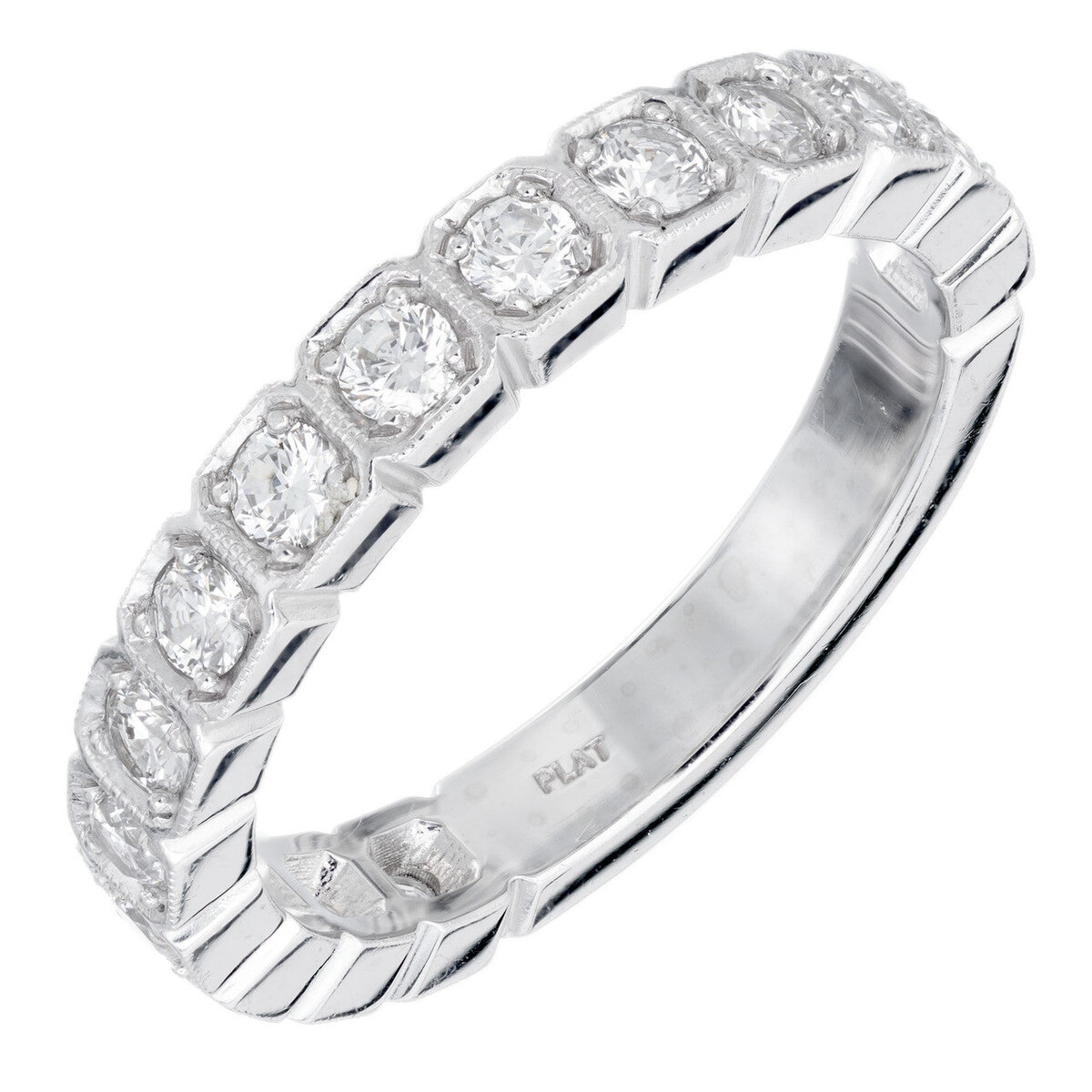 Platinum Vintage Art Deco Style Diamond .75 Ct Ring Size 6 1/2