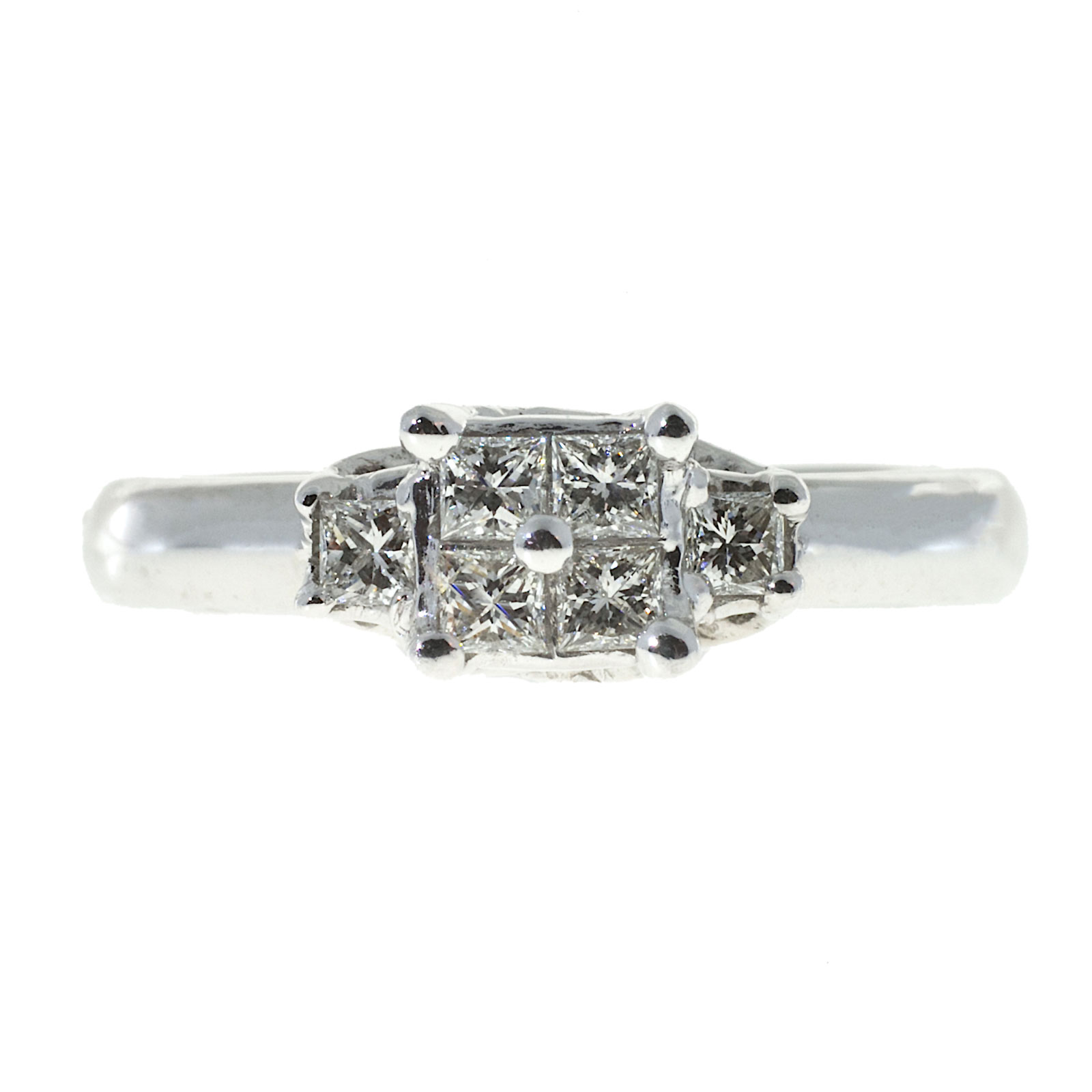 Vintage Platinum with .70ct Princess Cut Diamond Engagement Ring Size 6