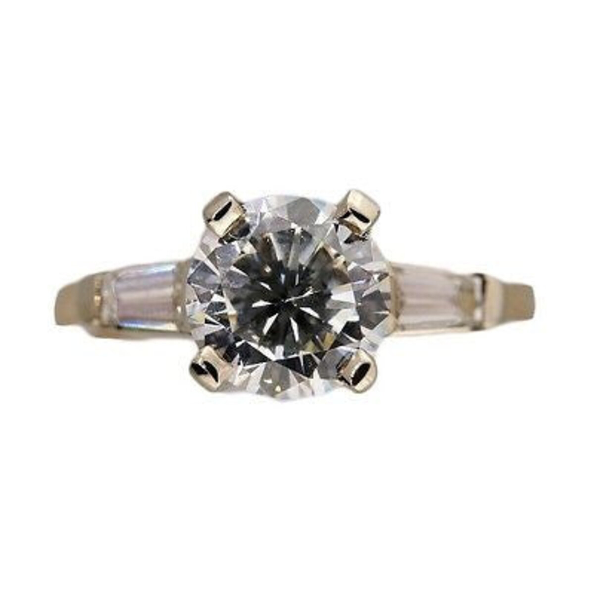Vintage 14K White and Yellow Gold 0.90 Ct Diamond Engagement Ring 5.25