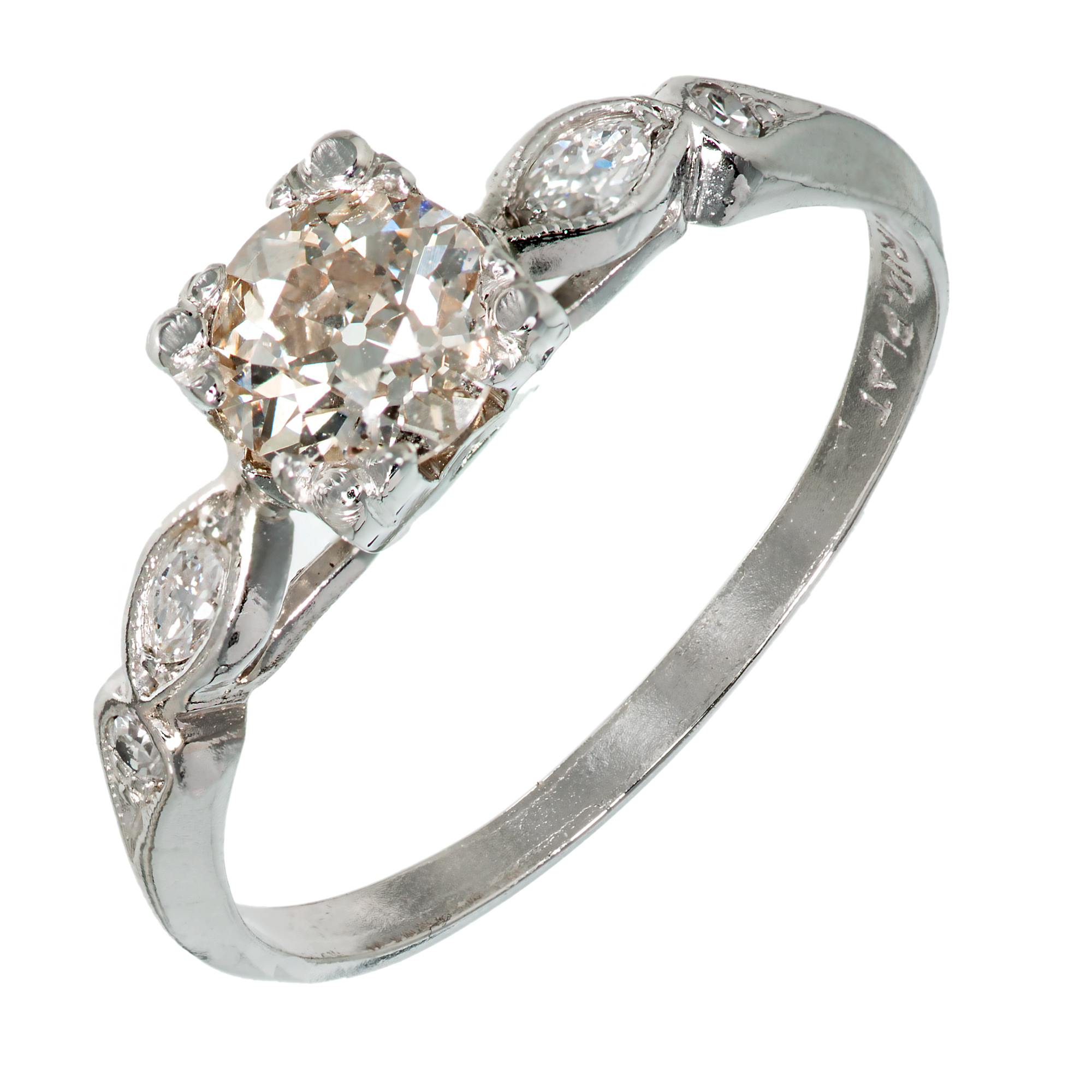 Vintage Platinum .51ct Diamond Engagement Ring Size 6 