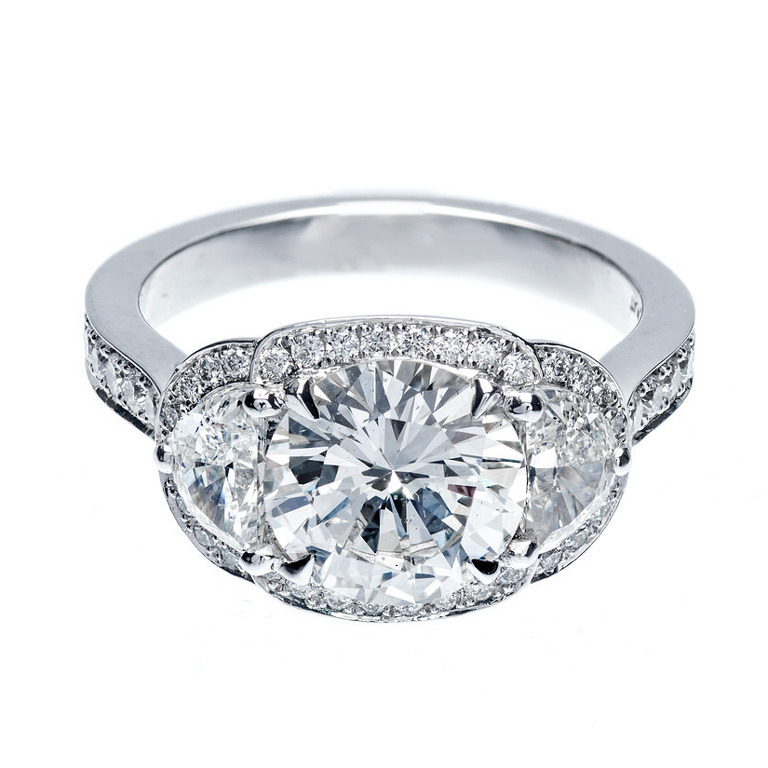 Platinum Diamond Halo Ring Size 6.5