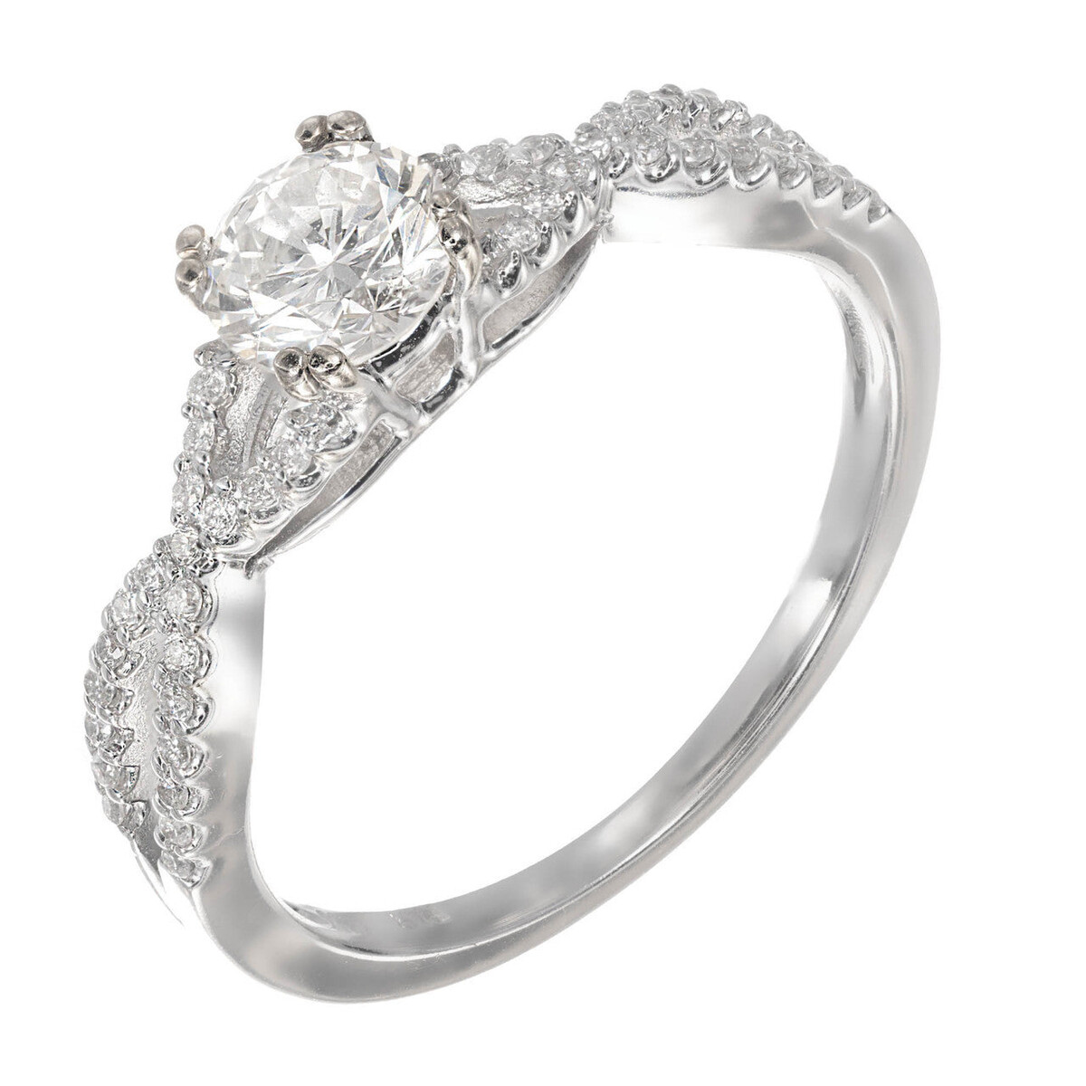 Engagement Ring .59 Ct Swirl Wrapped Infinity 14K White Gold Diamond Ring