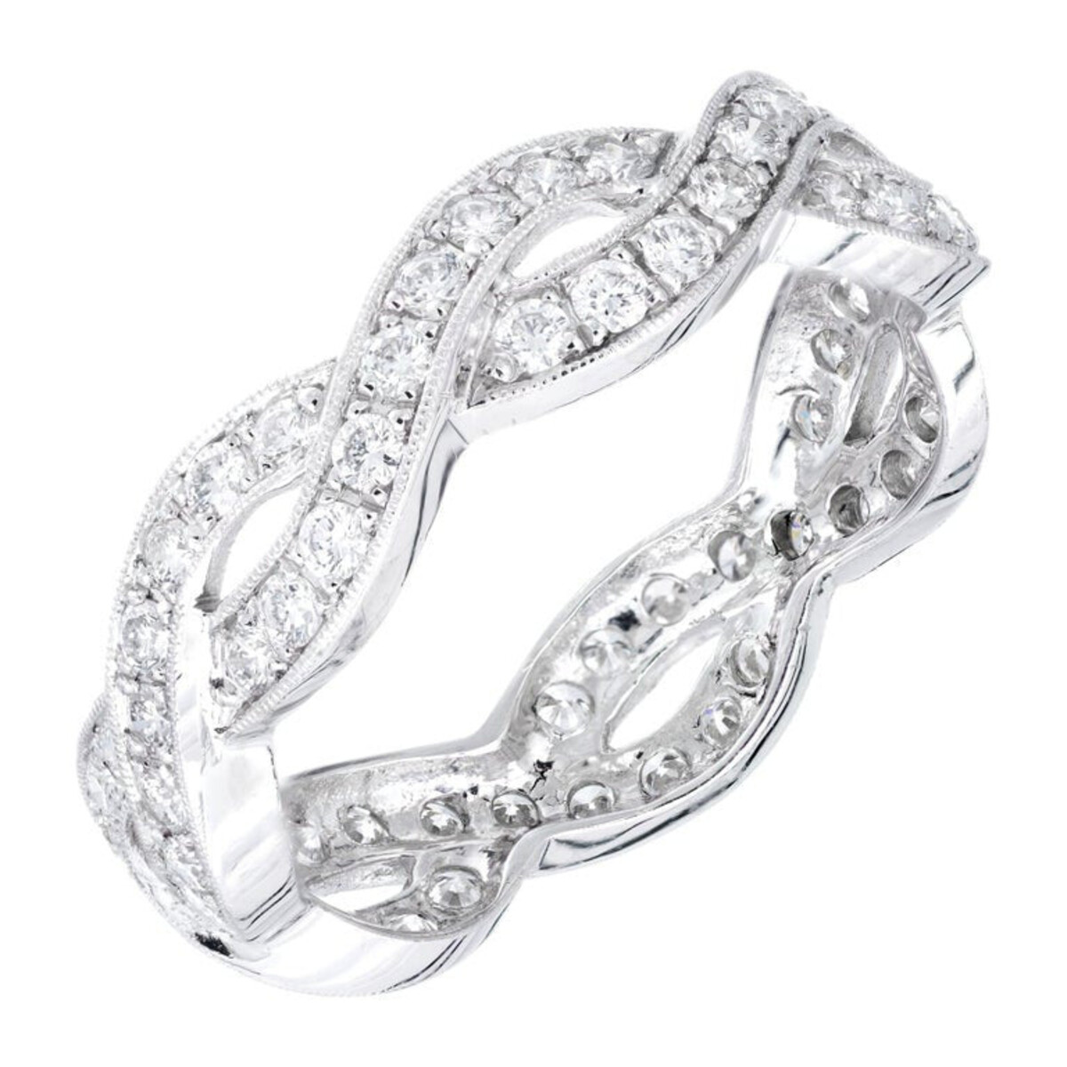 Platinum Diamond Infinity Wedding Band Ring Size 7