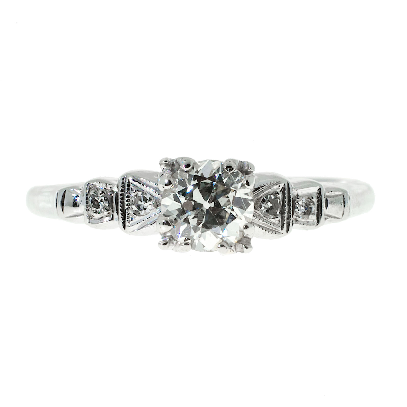14K White Gold 0.52ct Diamond Ring Size 8