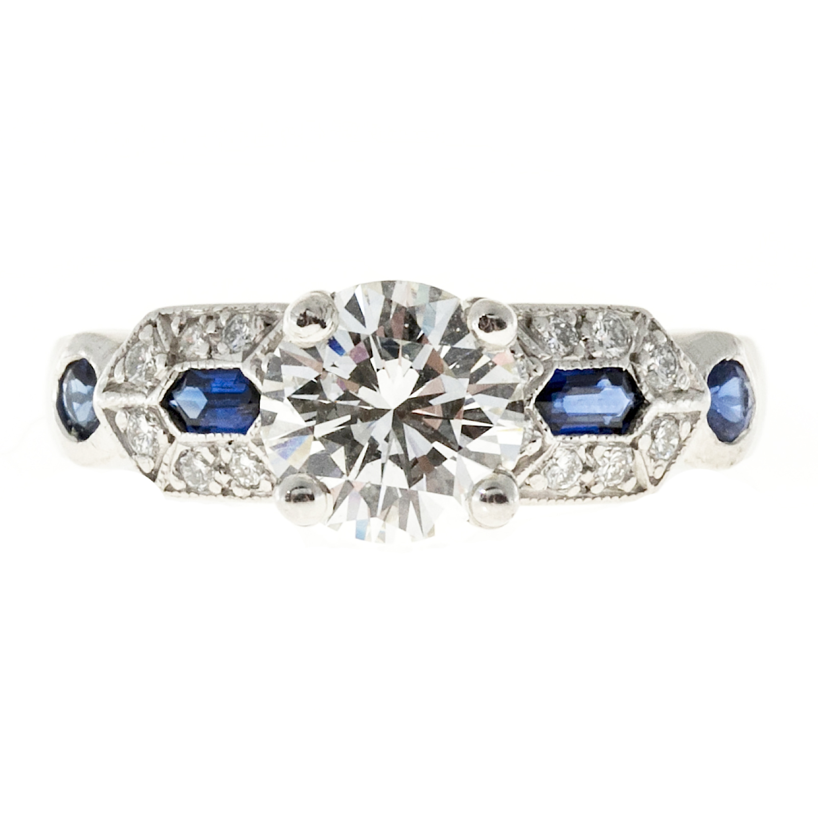 Platinum 1.37ct Diamond  Sapphire Ring Size 6.5