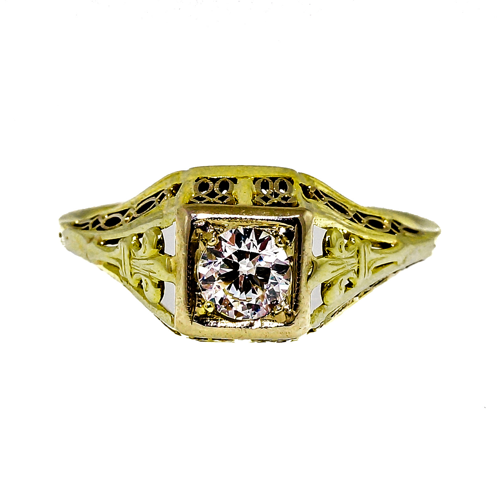 14K White Gold 0.33ct Diamond Ring Size 9