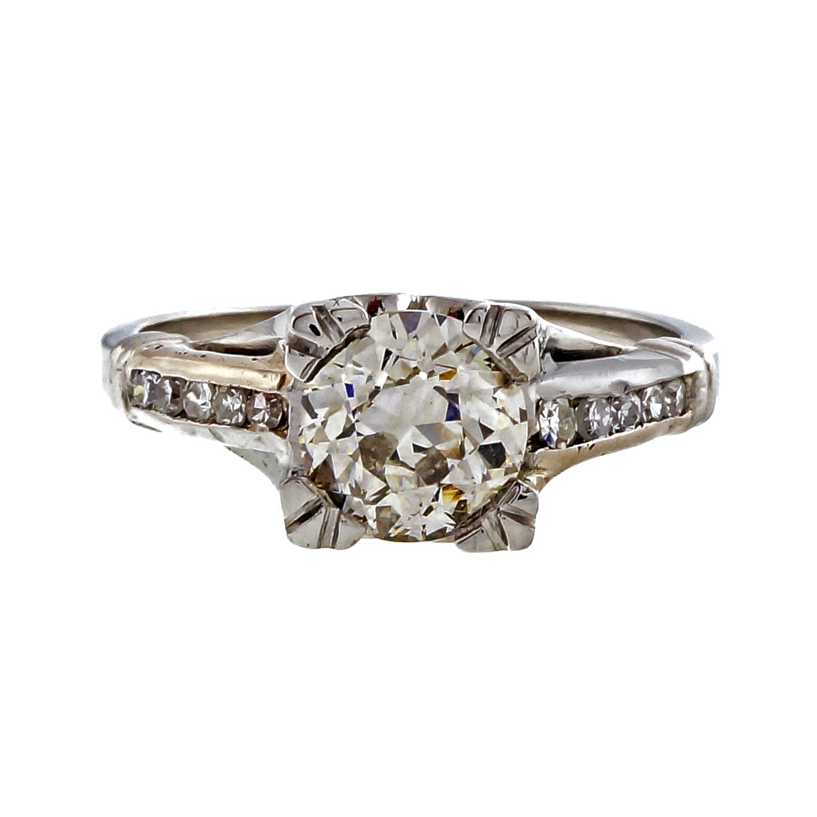 Art Deco Platinum 1.01ct Light Brown Diamond Ring Size 4.75