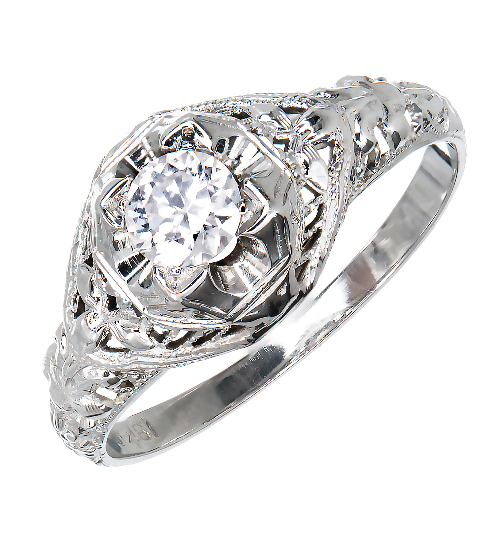 Vintage 18K White Gold 0.25ct Diamond Ring Size 6.5 