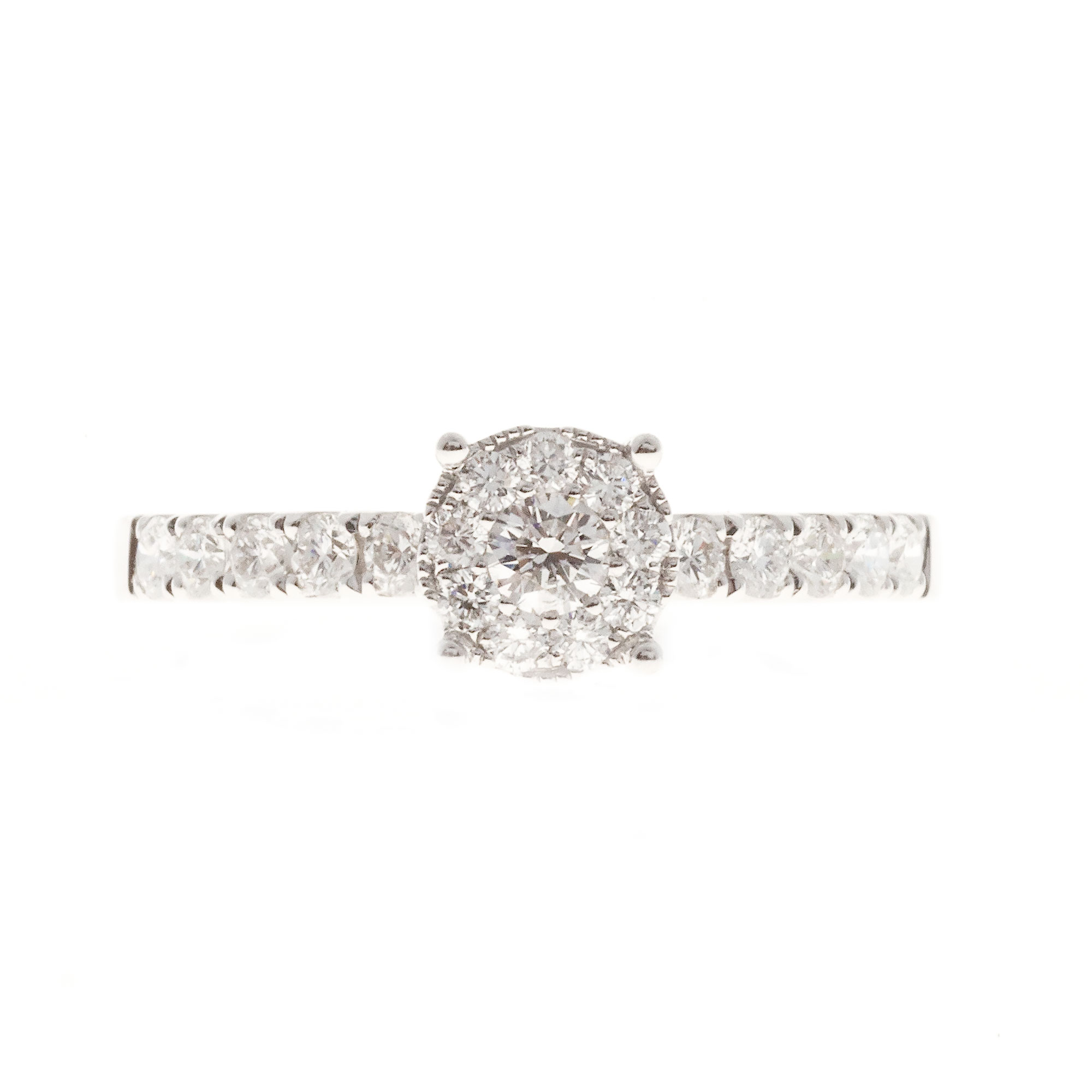 18K White Gold 0.39ct Diamond Halo Ring Size 6.75