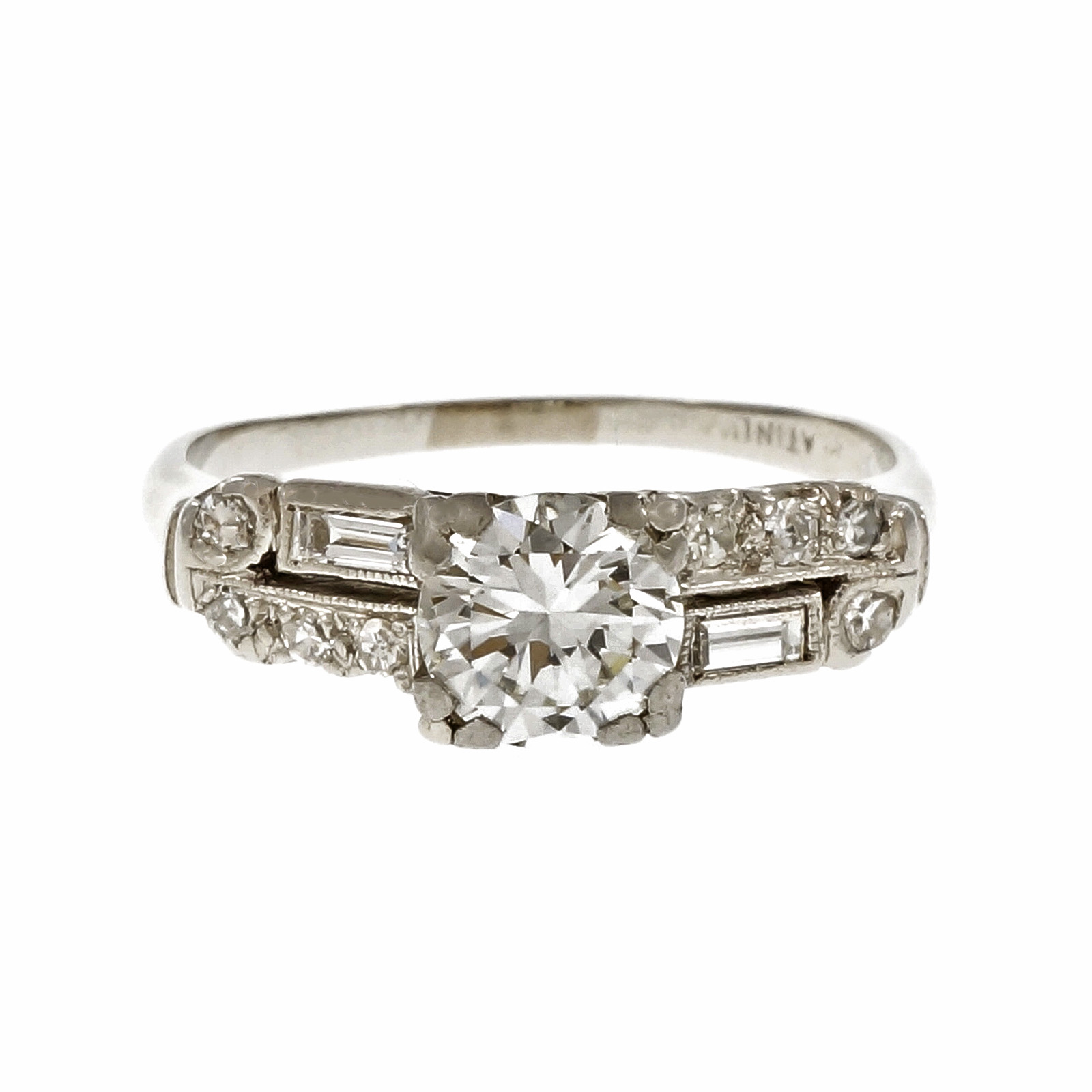 Vintage Platinum with .77ct Diamond Engagement Ring Size 3.75