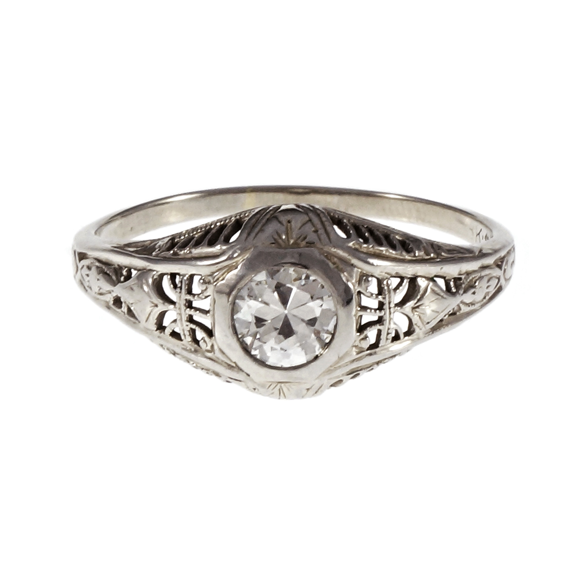 18K White Gold Diamond Ring Size 9 