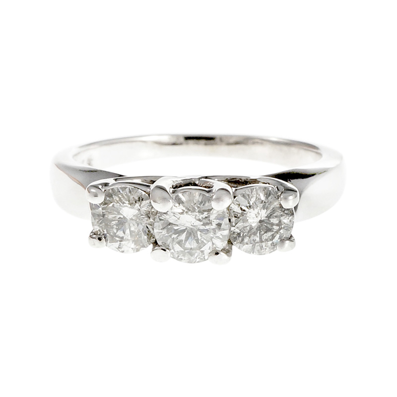 14K White Gold Diamond Ring Size 5.75