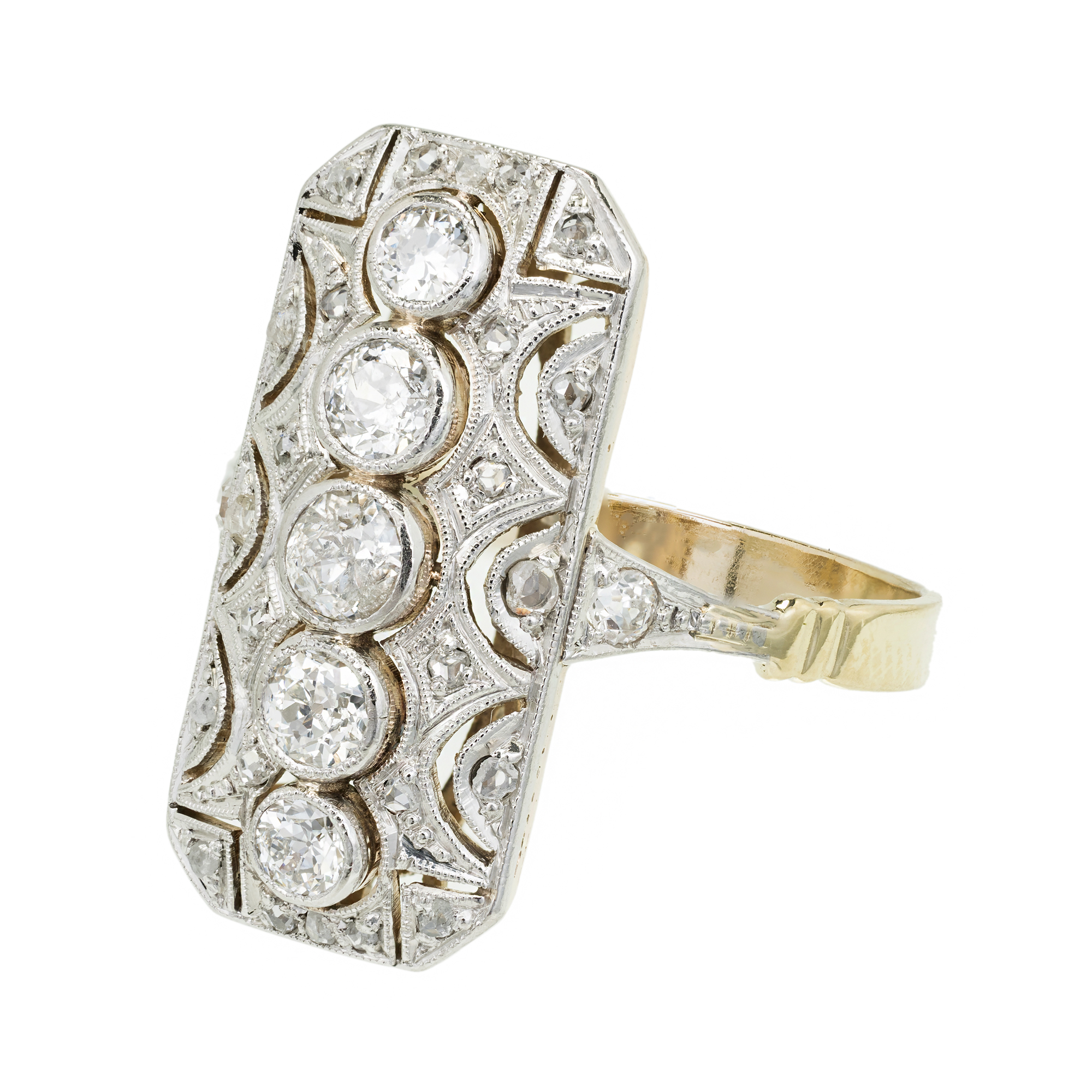 14K Rose Gold  Platinum Diamond Ring Size 9