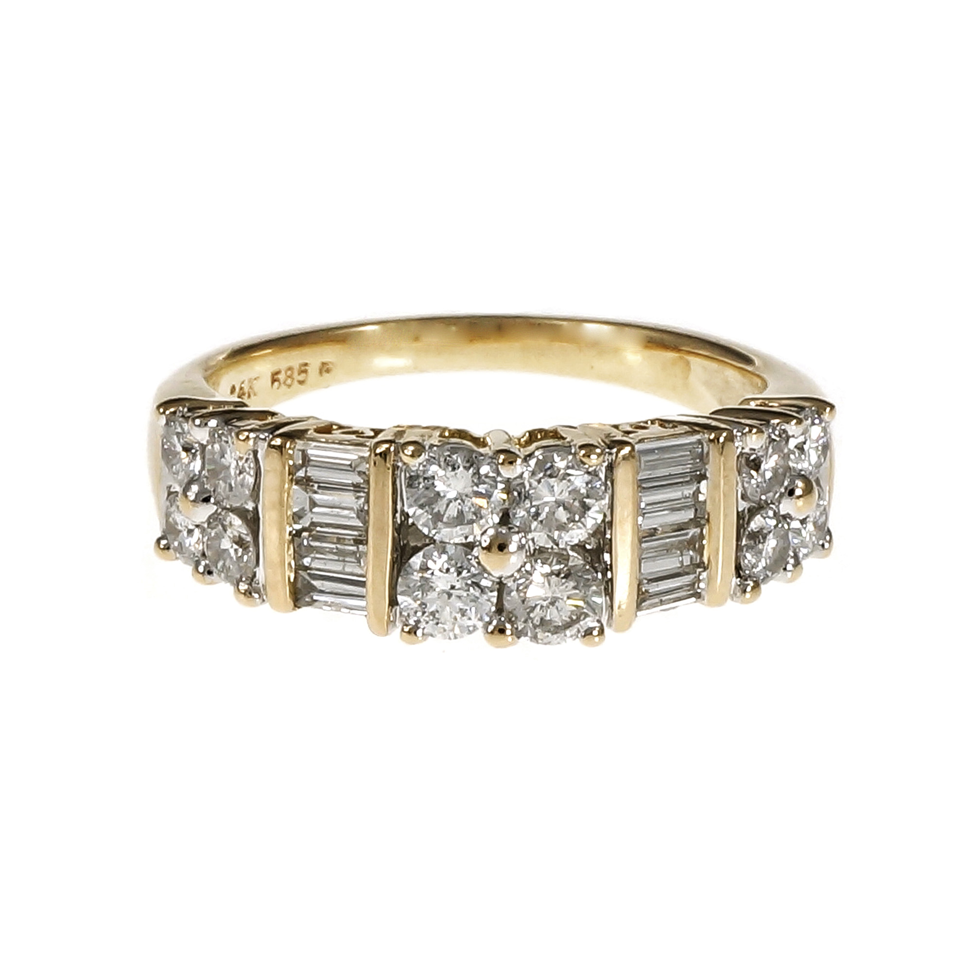 14K Yellow Gold Diamond Band Ring Size 7 