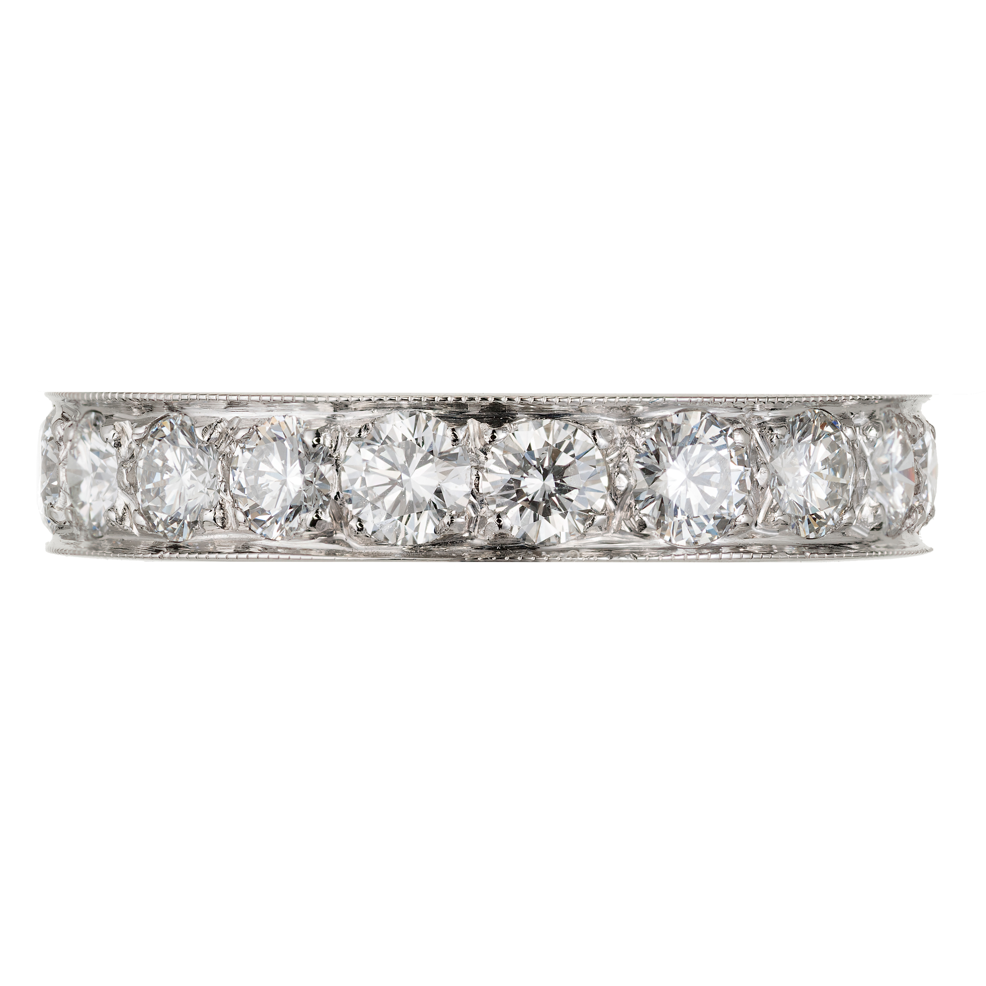 Peter Suchy Vintage Inspired Diamond 2.0ct Eternity Band Ring Platinum Bead Set