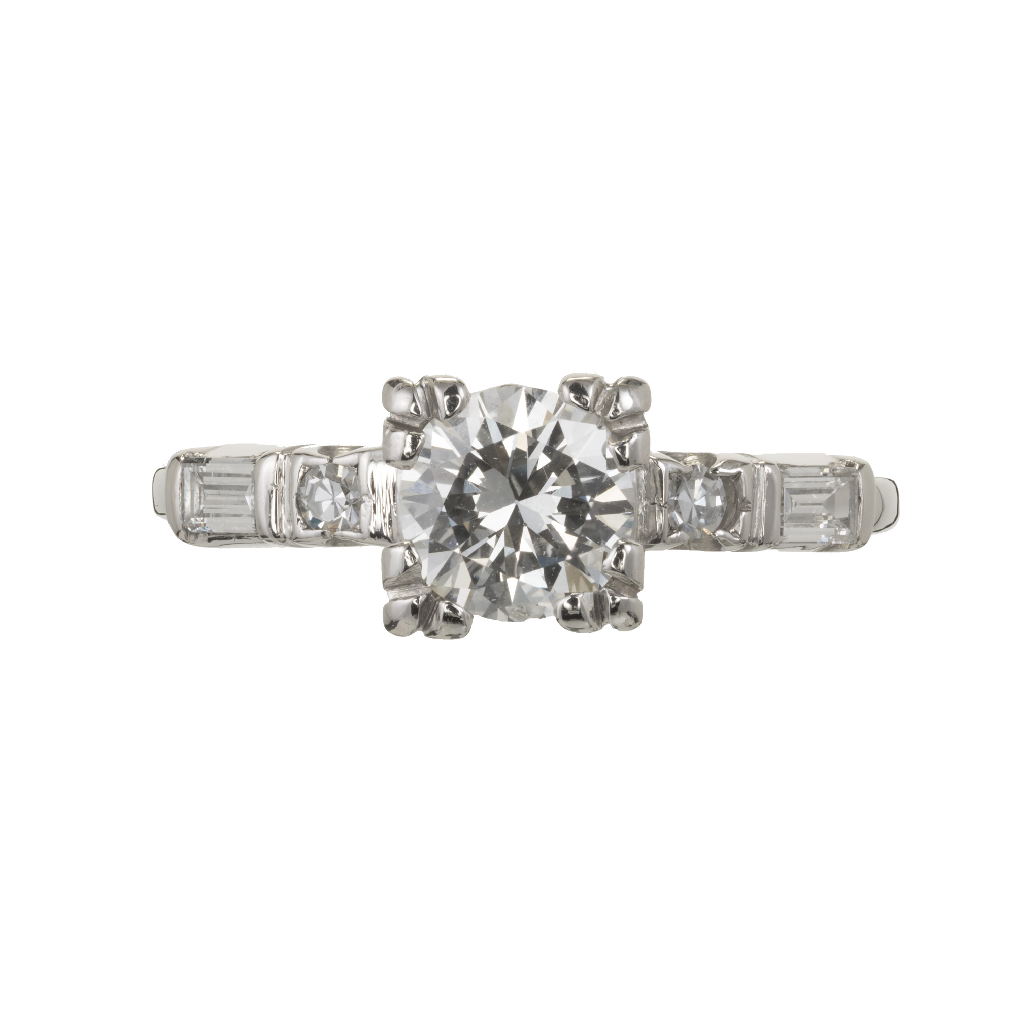 Vintage 1940 Transitional Cut Diamond Engagement Ring Platinum