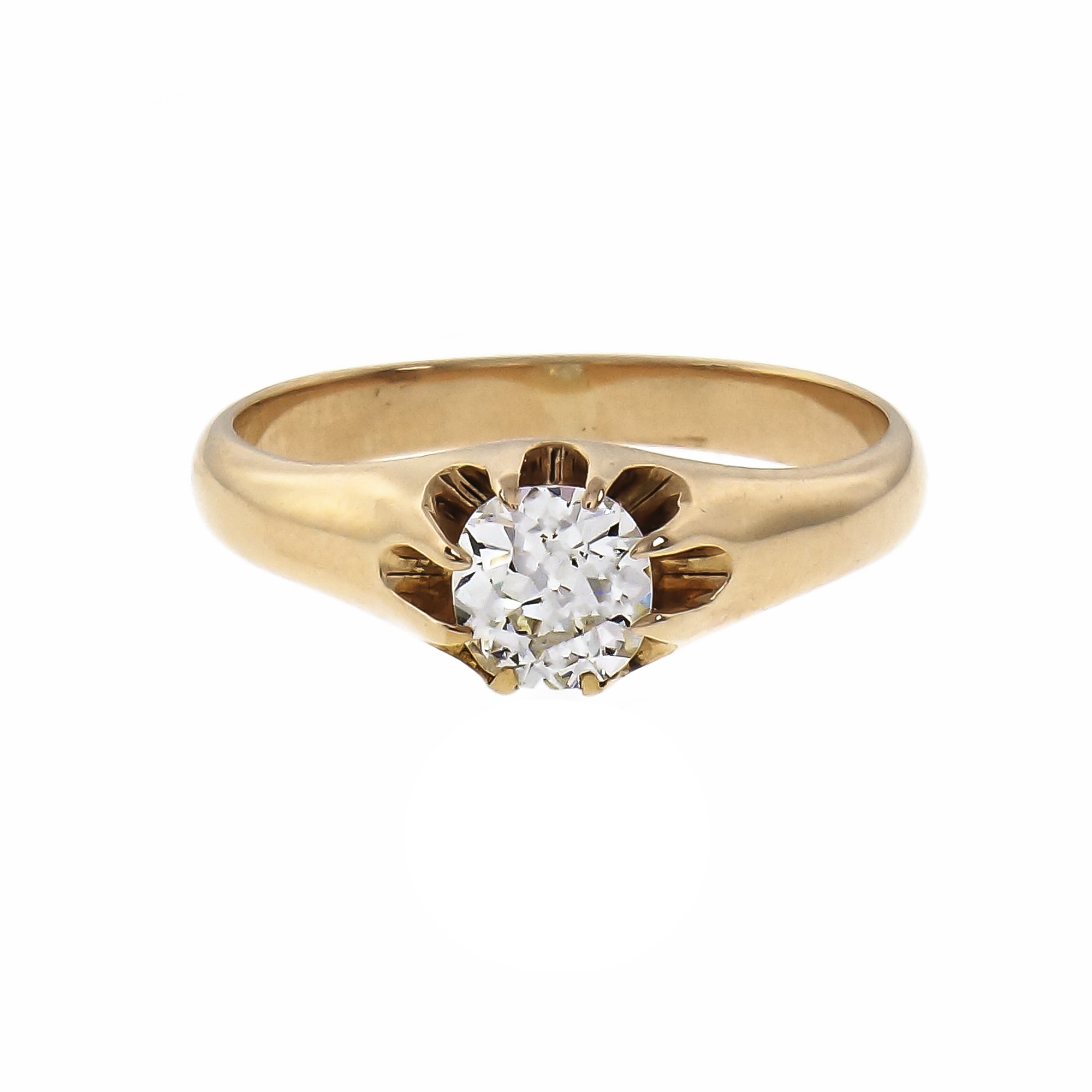 Victorian 1900 Old Mine Brilliant Cut Diamond Ring 14k Rose Gold