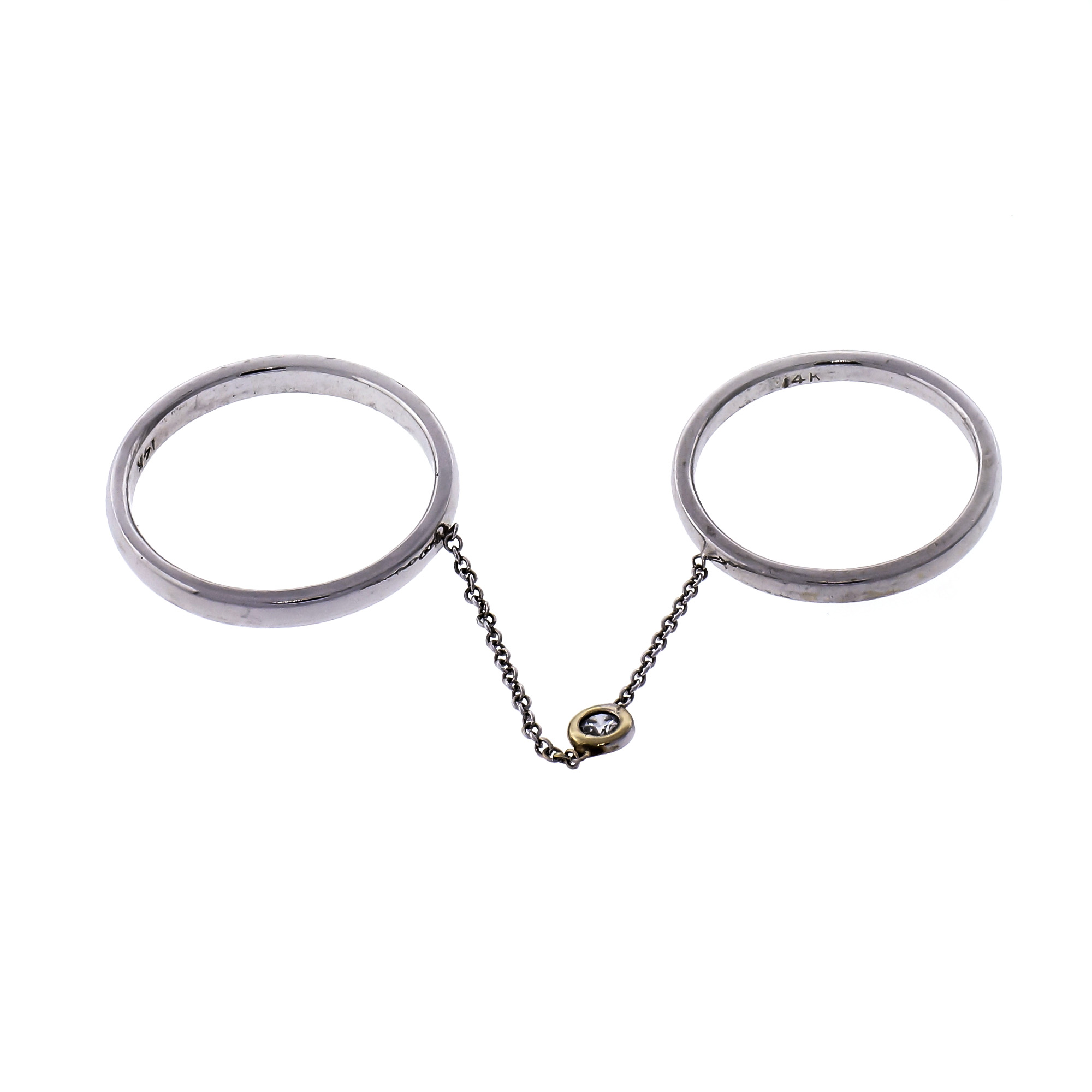 Diamond  White Gold Chain Ring