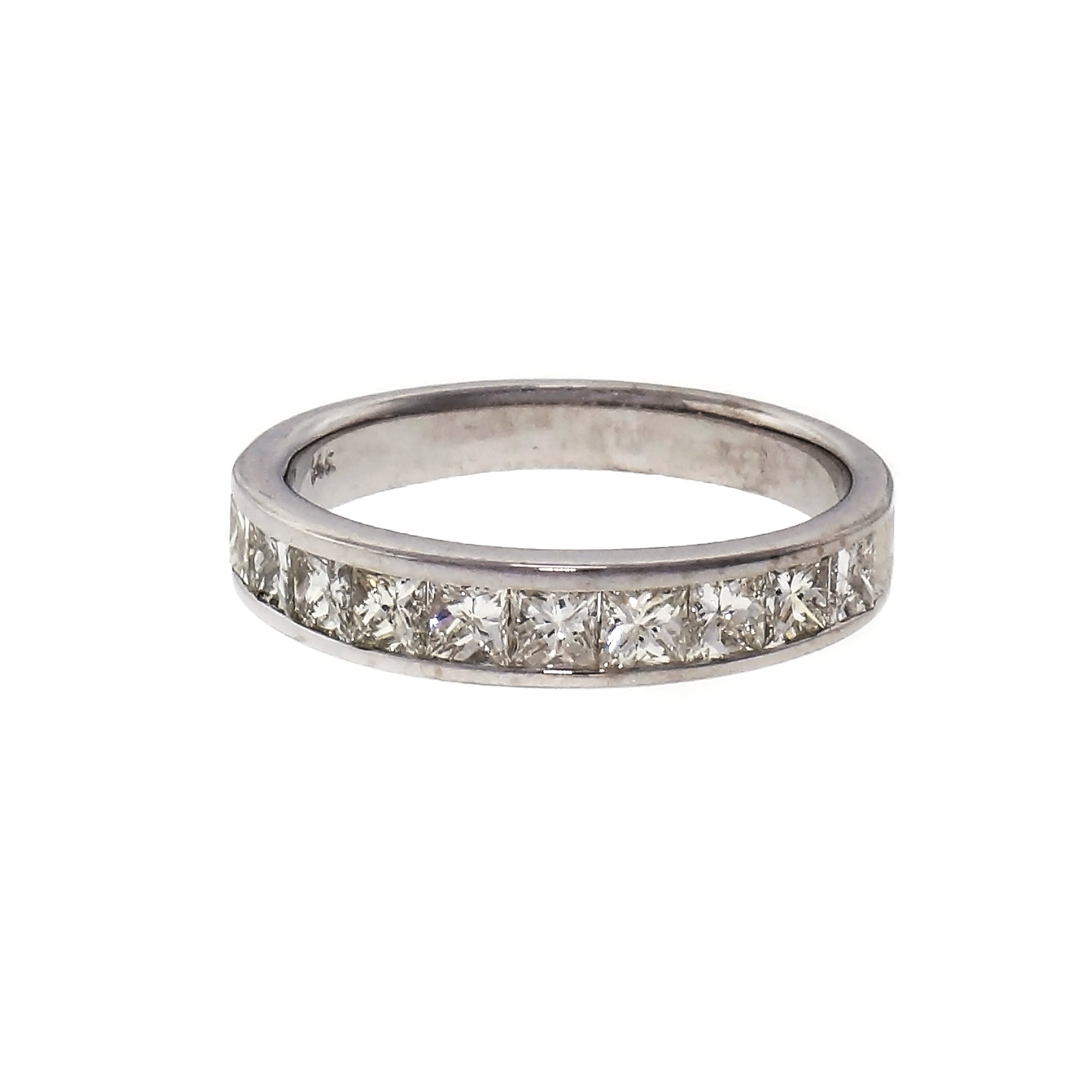 .80ct Princes Cut Diamond Channel Set 14k White Gold Wedding Band Ring