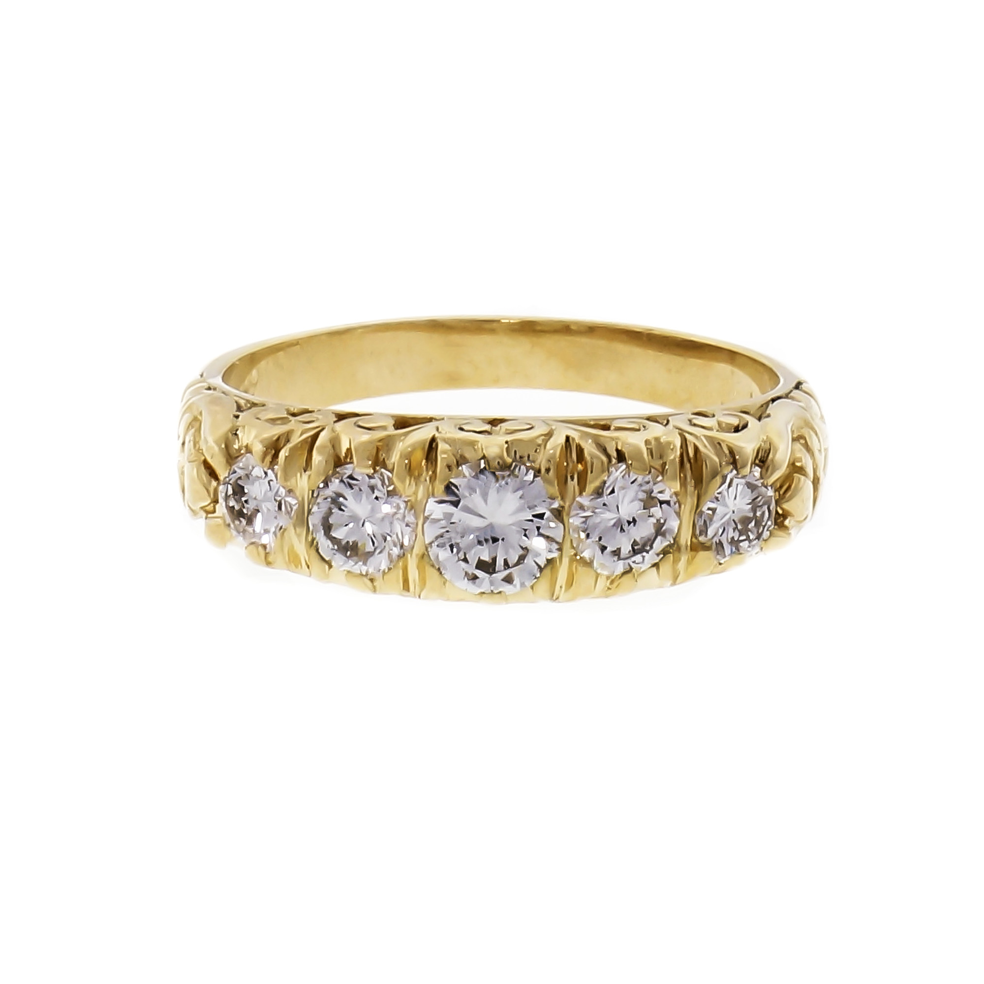 Fire Diamond Yellow Gold Wedding Band Ring