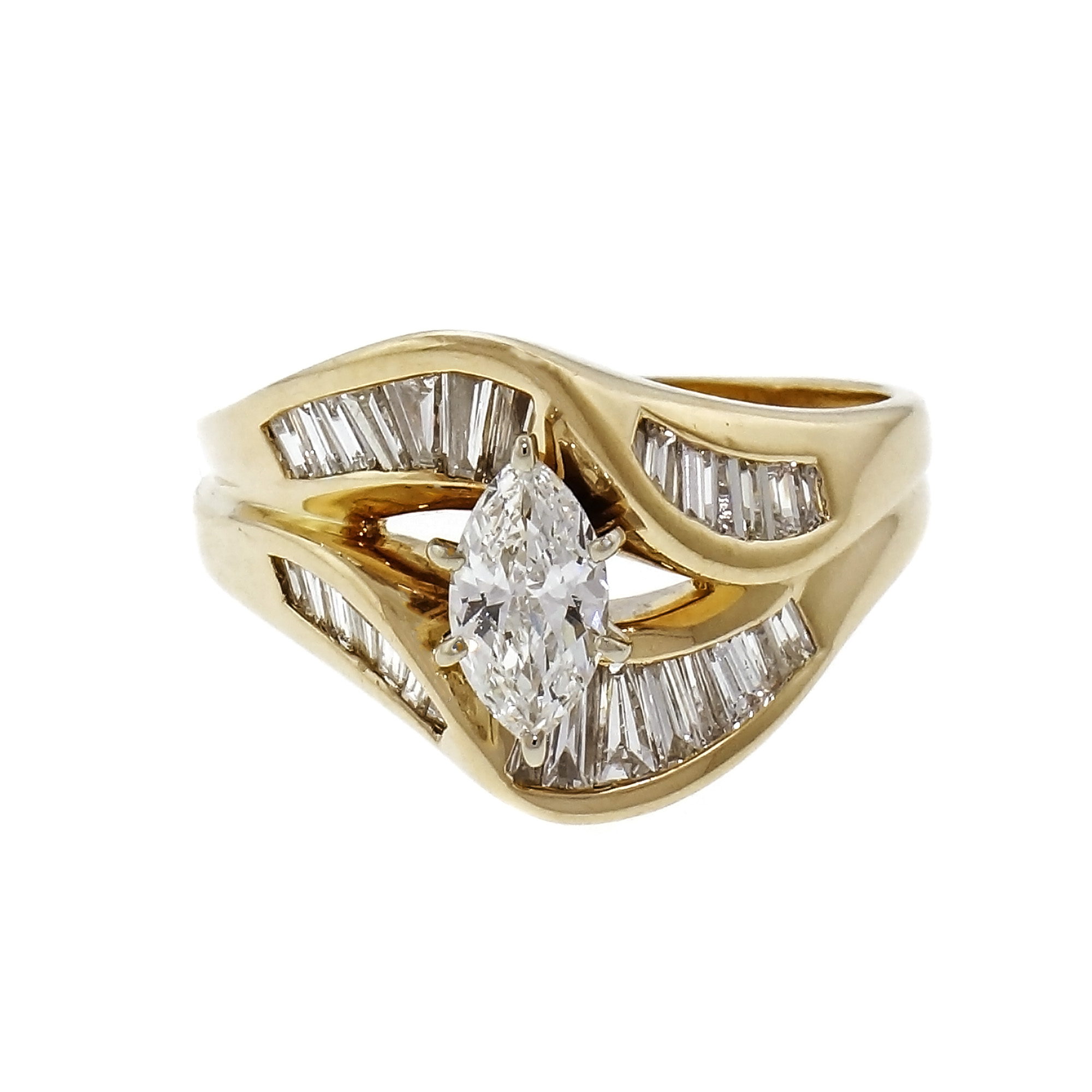 Marquise Baguette Diamond Cluster Ring
