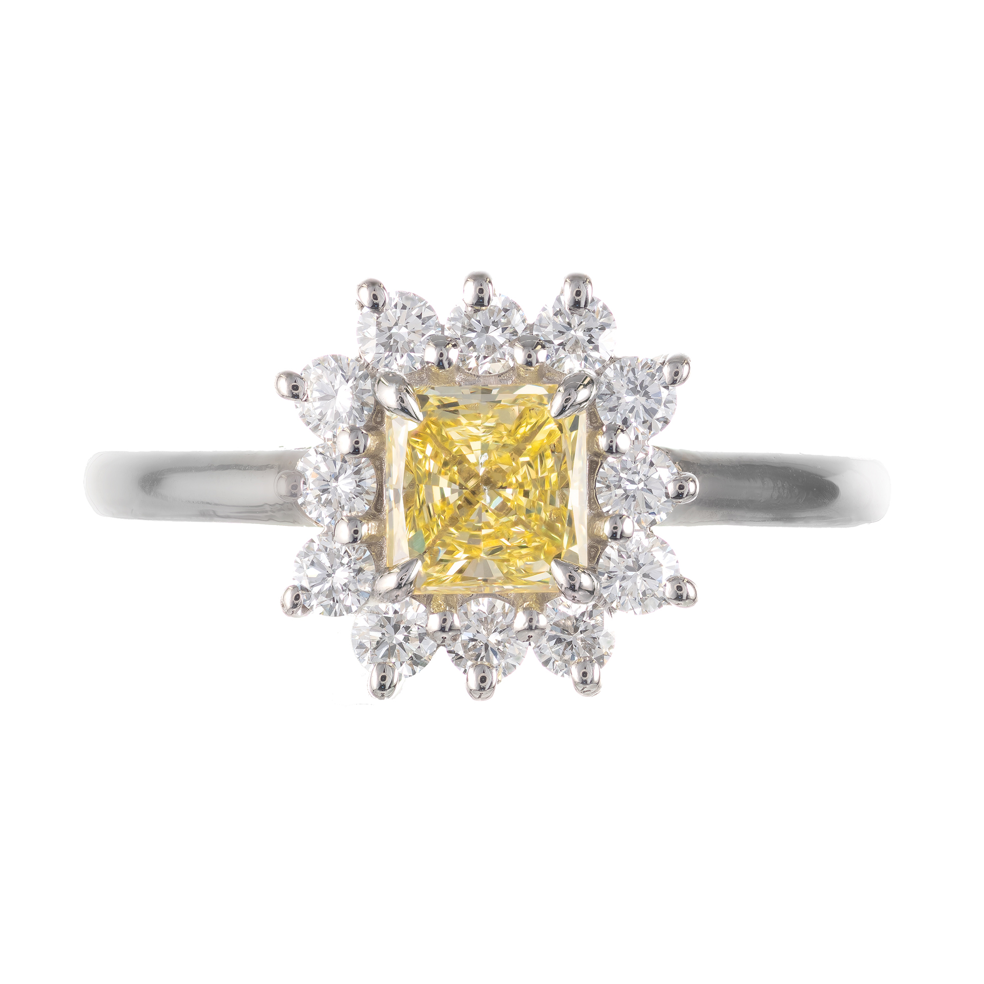 Peter Suchy GIA Certified .55 Carat Yellow Diamond Platinum Engagement Ring