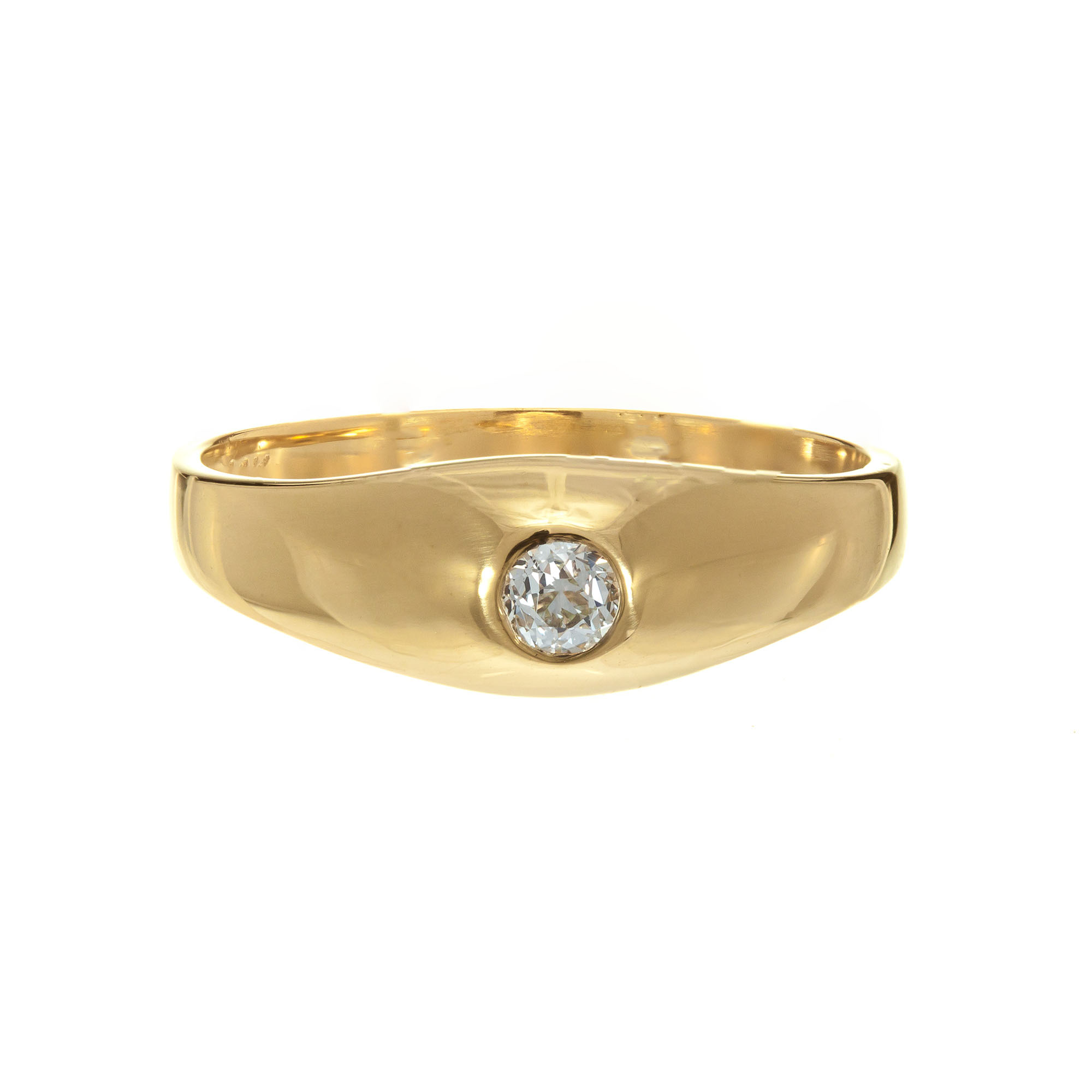 Gypsy Ring 0.11ct Old European Cut Diamond 14K Yellow Gold