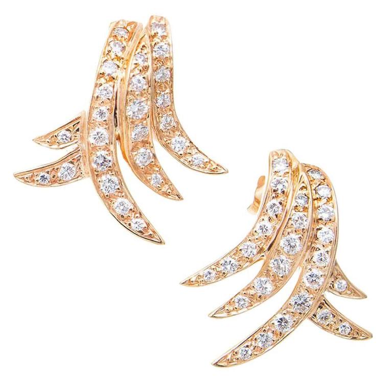 14K Yellow Gold  1.04ct. Diamond Swirl Earrings