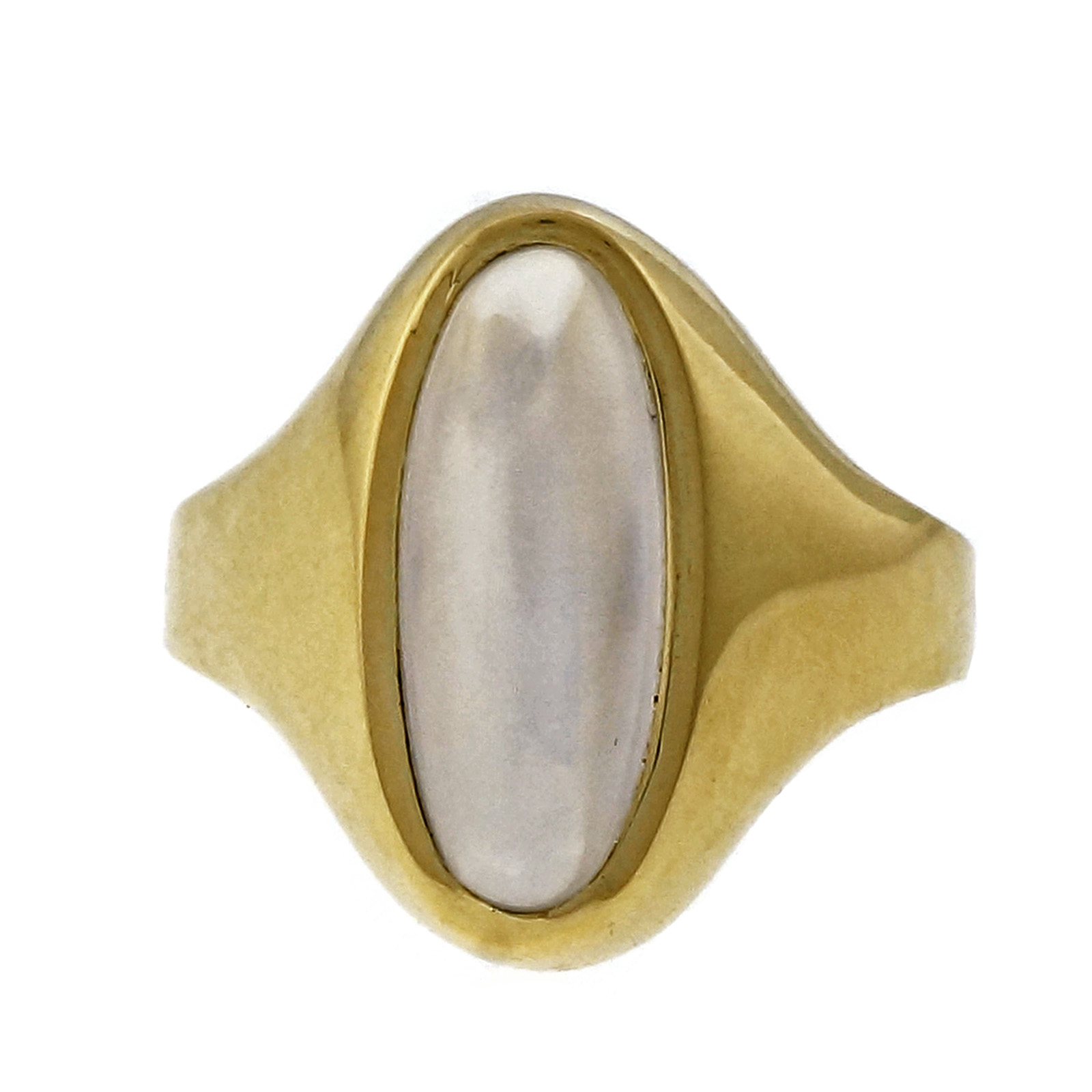 Vintage 18k Yellow Gold Elongated Moonstone Ring Size 7.25