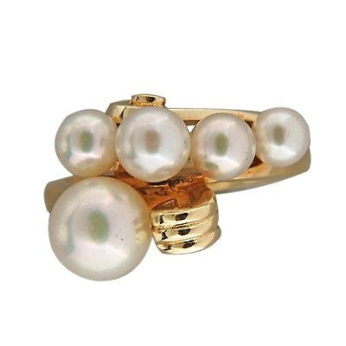 Mikimoto 14K Yellow Gold and Cultured Pearl Ring Size 6