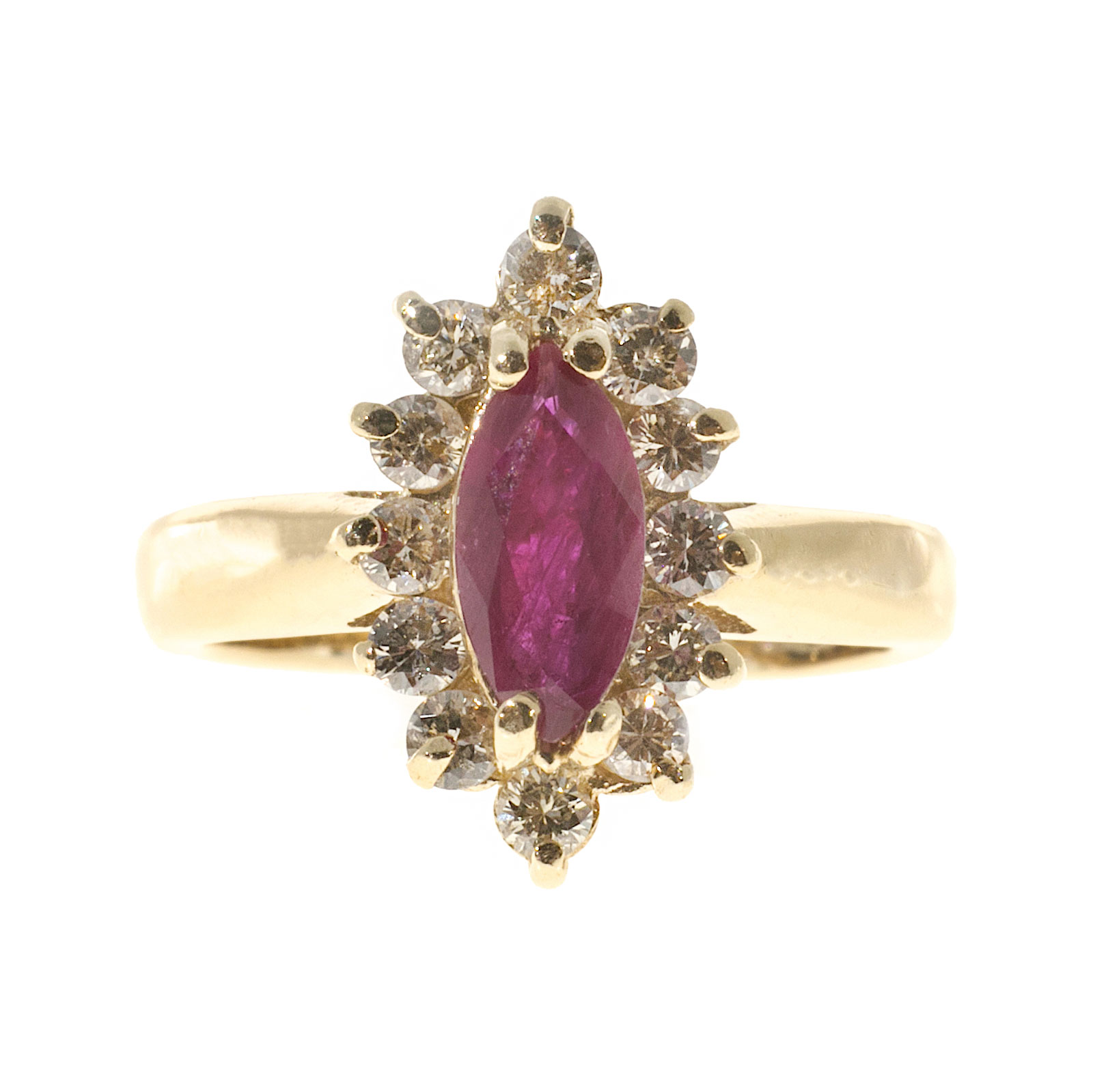 14K Yellow Gold with 0.75ct Ruby  0.24ct Diamond Ring Size 3.75