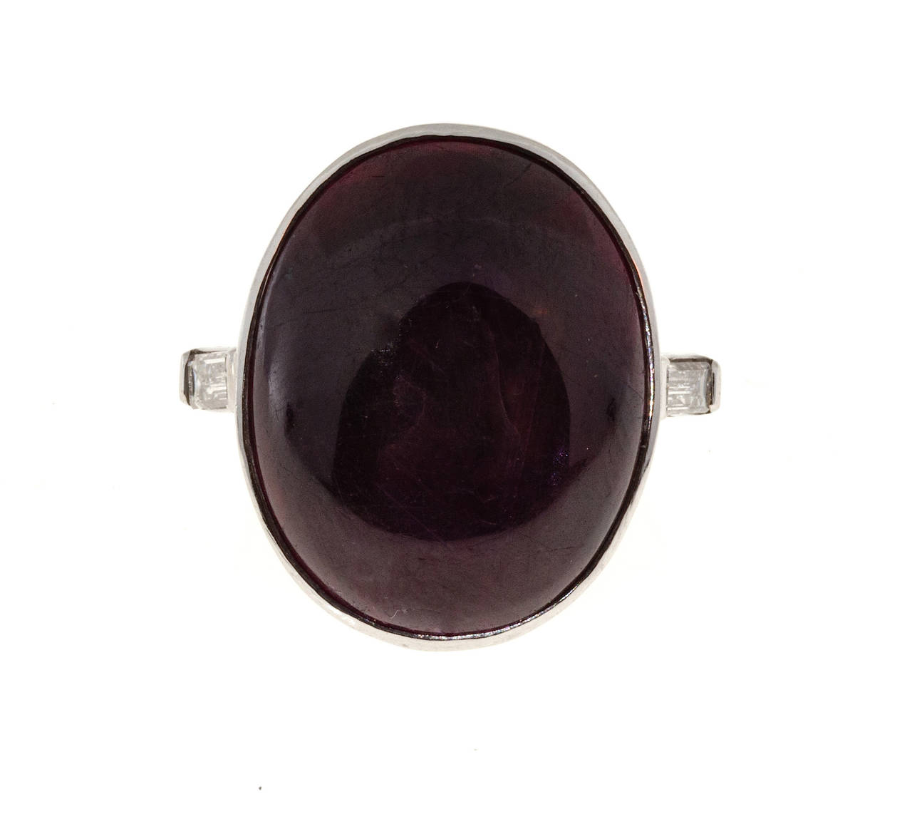 Vintage Art Deco Platinum with 17.90ct Natural Purplish Red Ruby  Diamond Ring Size 7