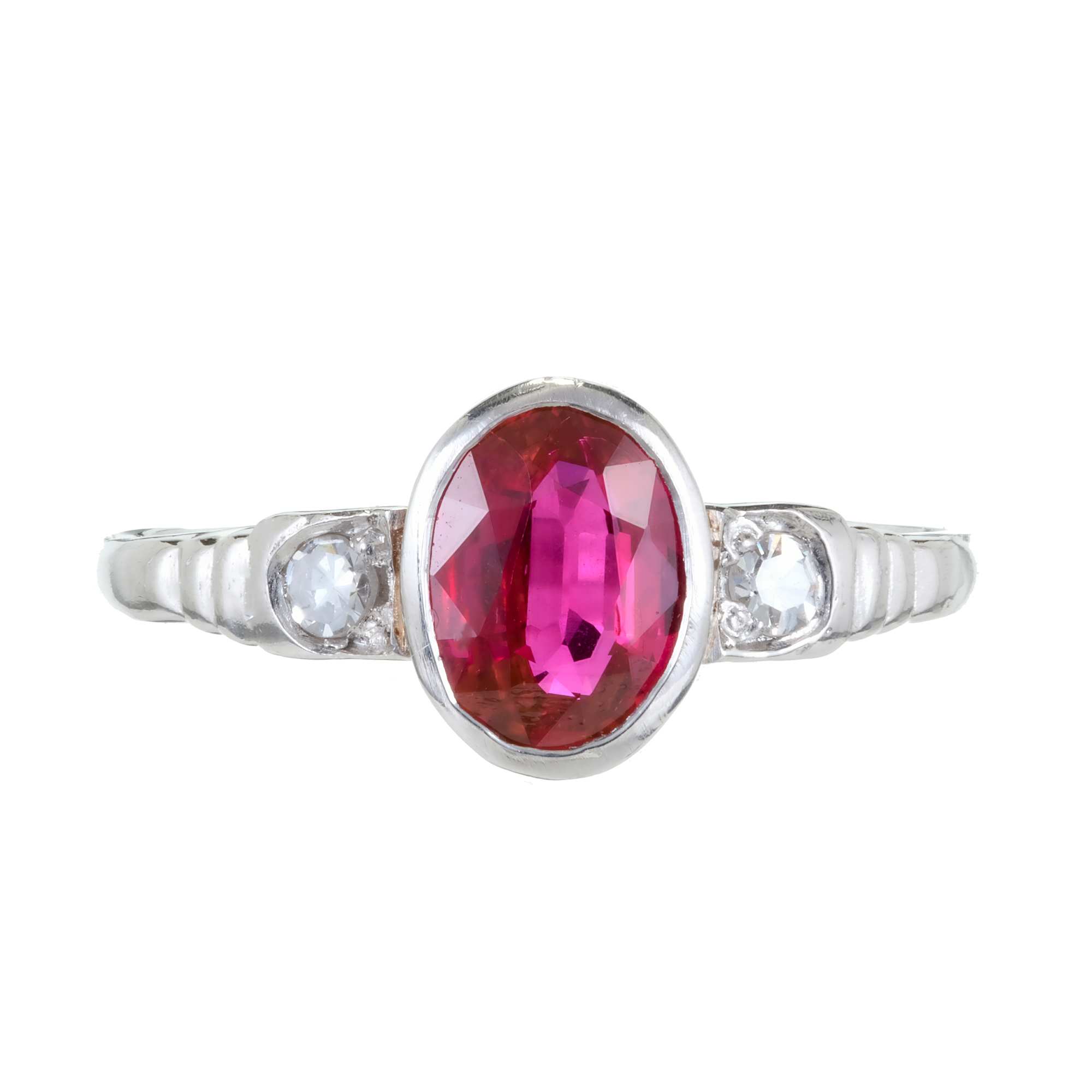 Platinum 0.80ct Ruby  Diamond Ring Size 5.25