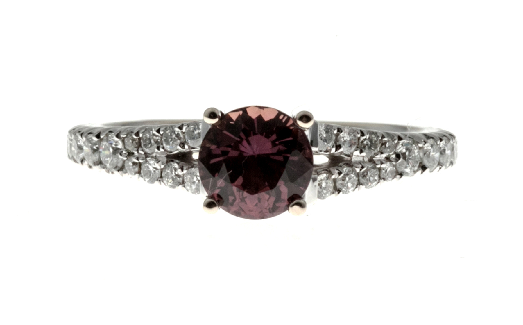 Vintage 18K White Gold with 1.07ct Brownish Pink Sapphire  Diamond Ring Size 7