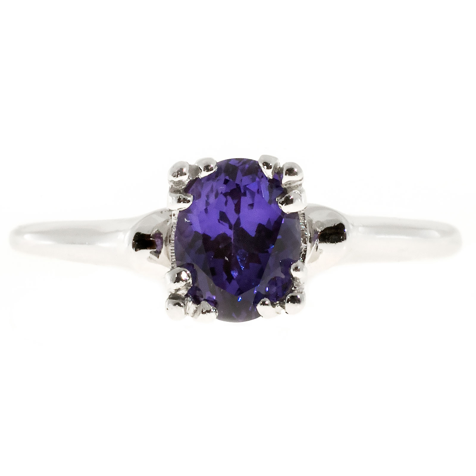 Vintage Art Deco Platinum with 1.00ct Purple Sapphire Oval Ring Size 5
