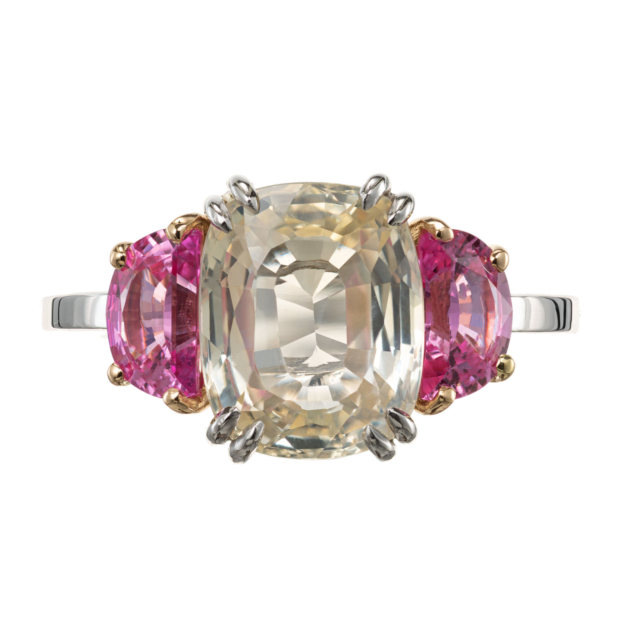 Peter Suchy GIA Certified 3.91 Yellow Sapphire Platinum Engagement Ring