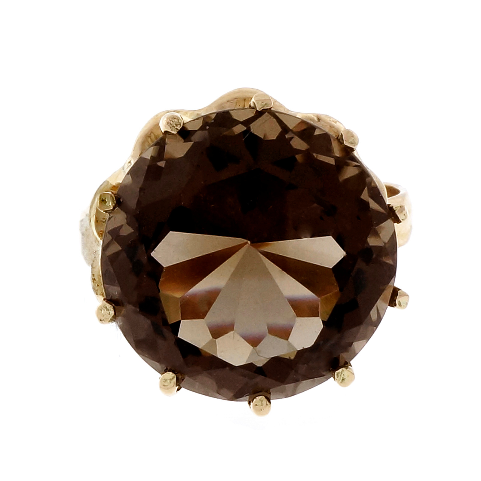 Vintage 1950 5.00ct Smoky Quartz 14k Yellow Gold Ring