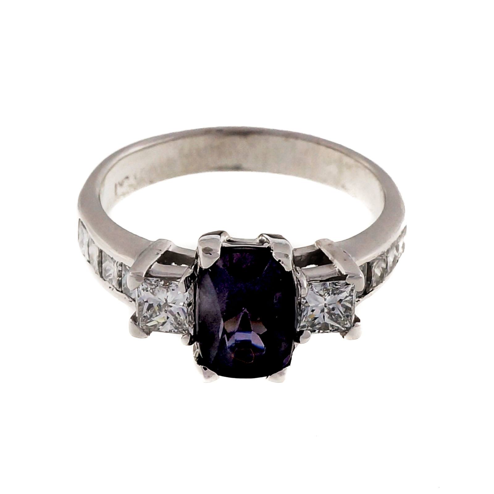 14K White Gold and Platinum 1.74ct Purple Spinel Diamond Engagement Ring Size 6