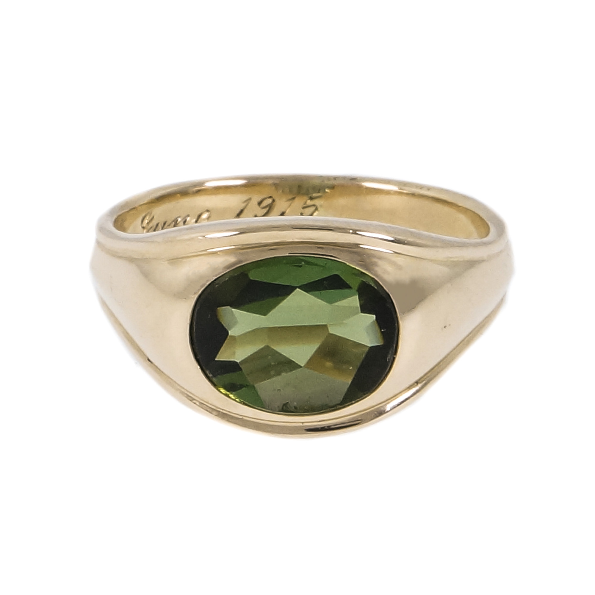 14K Yellow Gold Green Tourmaline Ring Size 7.5 