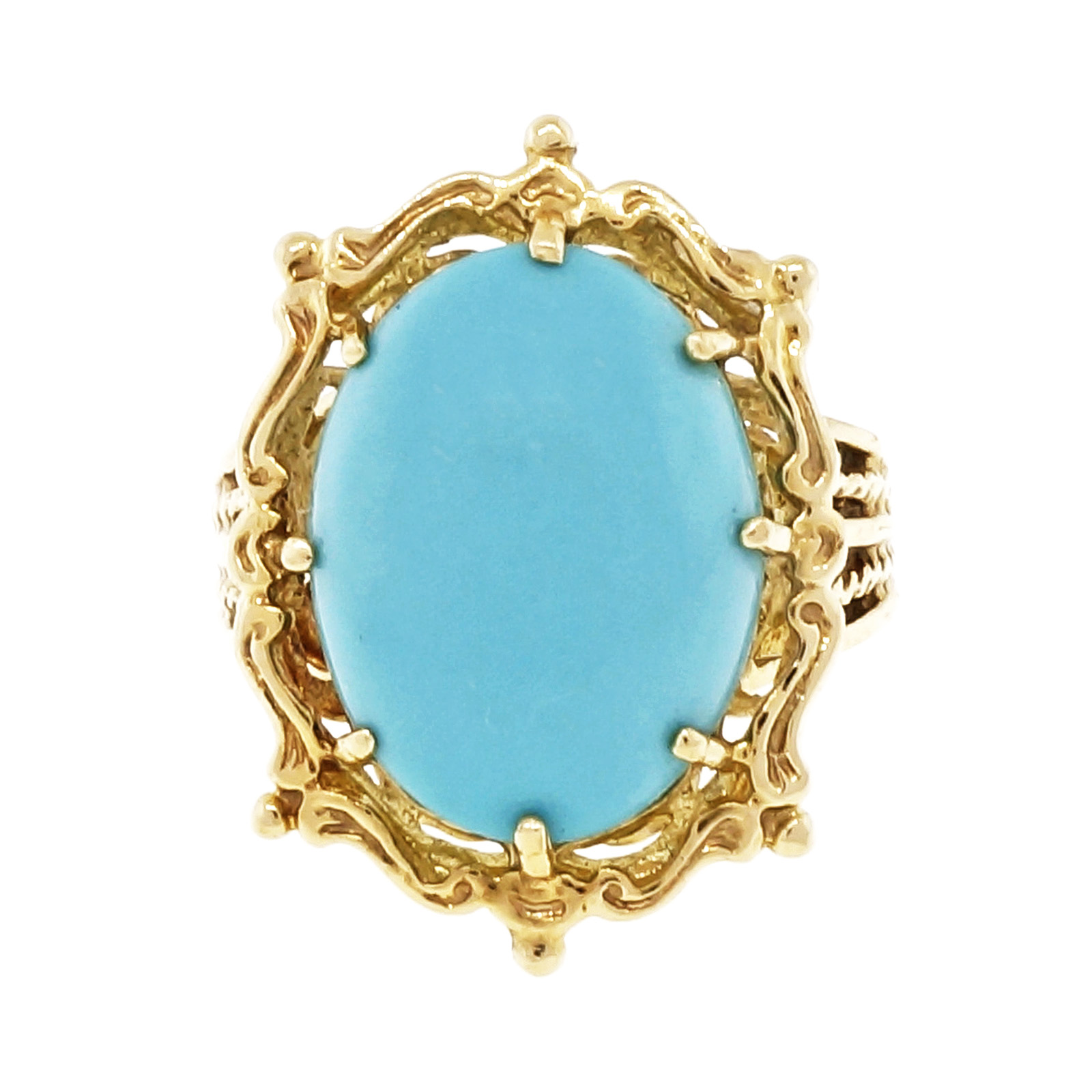 14K Yellow Gold with Turquoise Ring Size 7.75