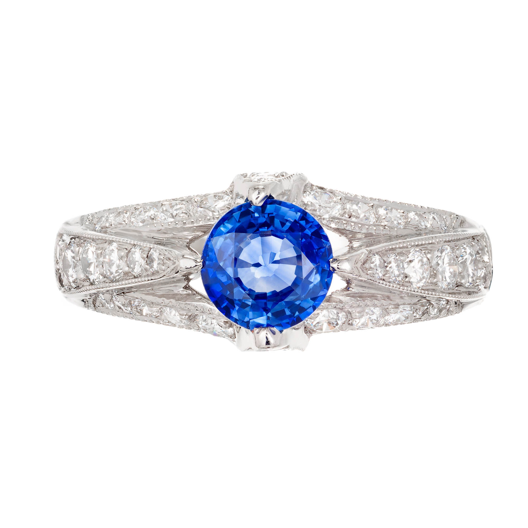 Tacori Gia Certified .93 Carat Sapphire Diamond Platinum Engagement Ring