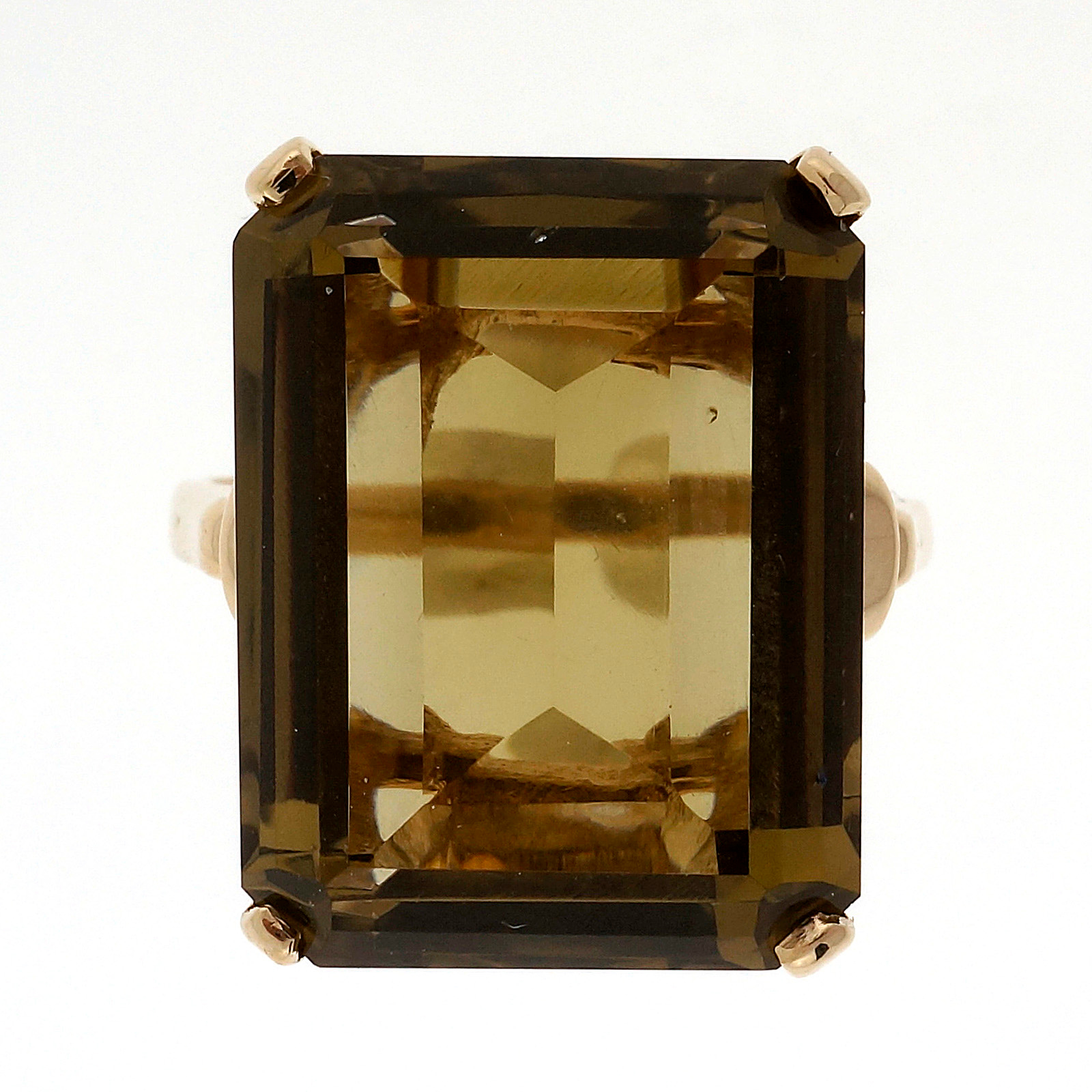 14K Yellow Gold with 21.00ct Quartz Ring Size 8.5