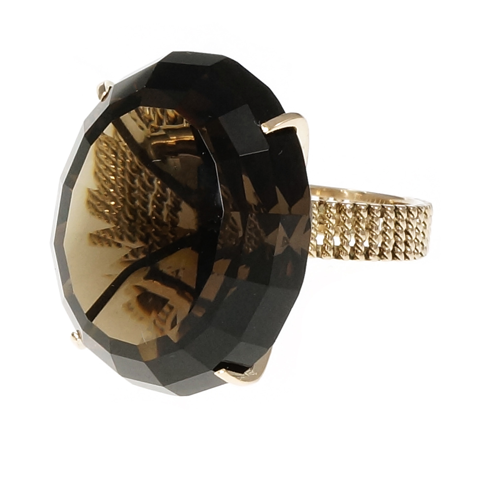 14K Yellow Gold Smoky Quartz Ring Size 5.5